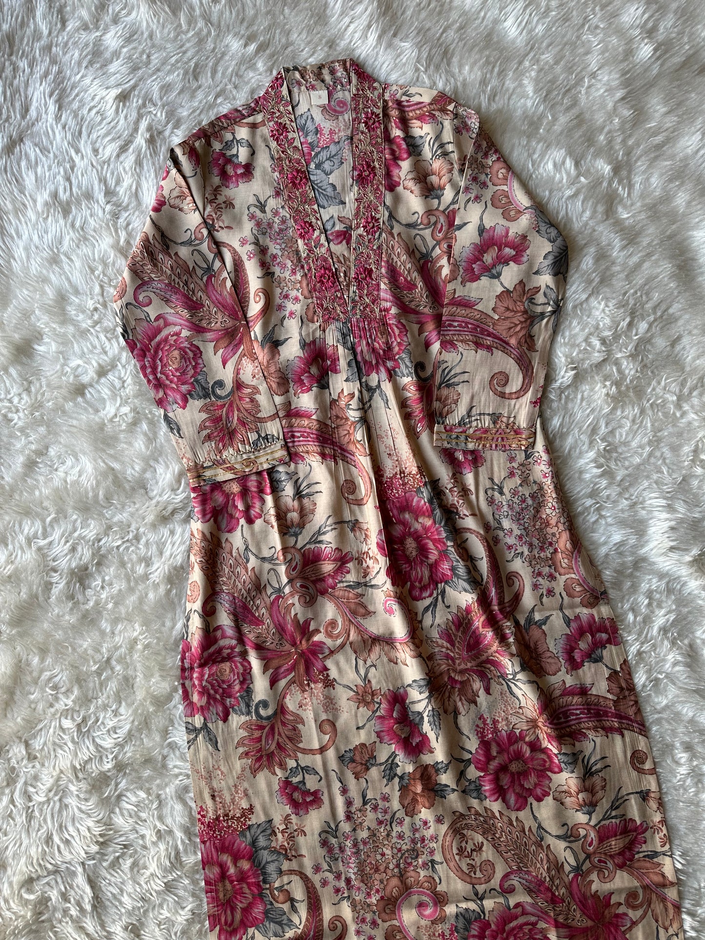 Pure Muslin Silk Kurti Pant Set