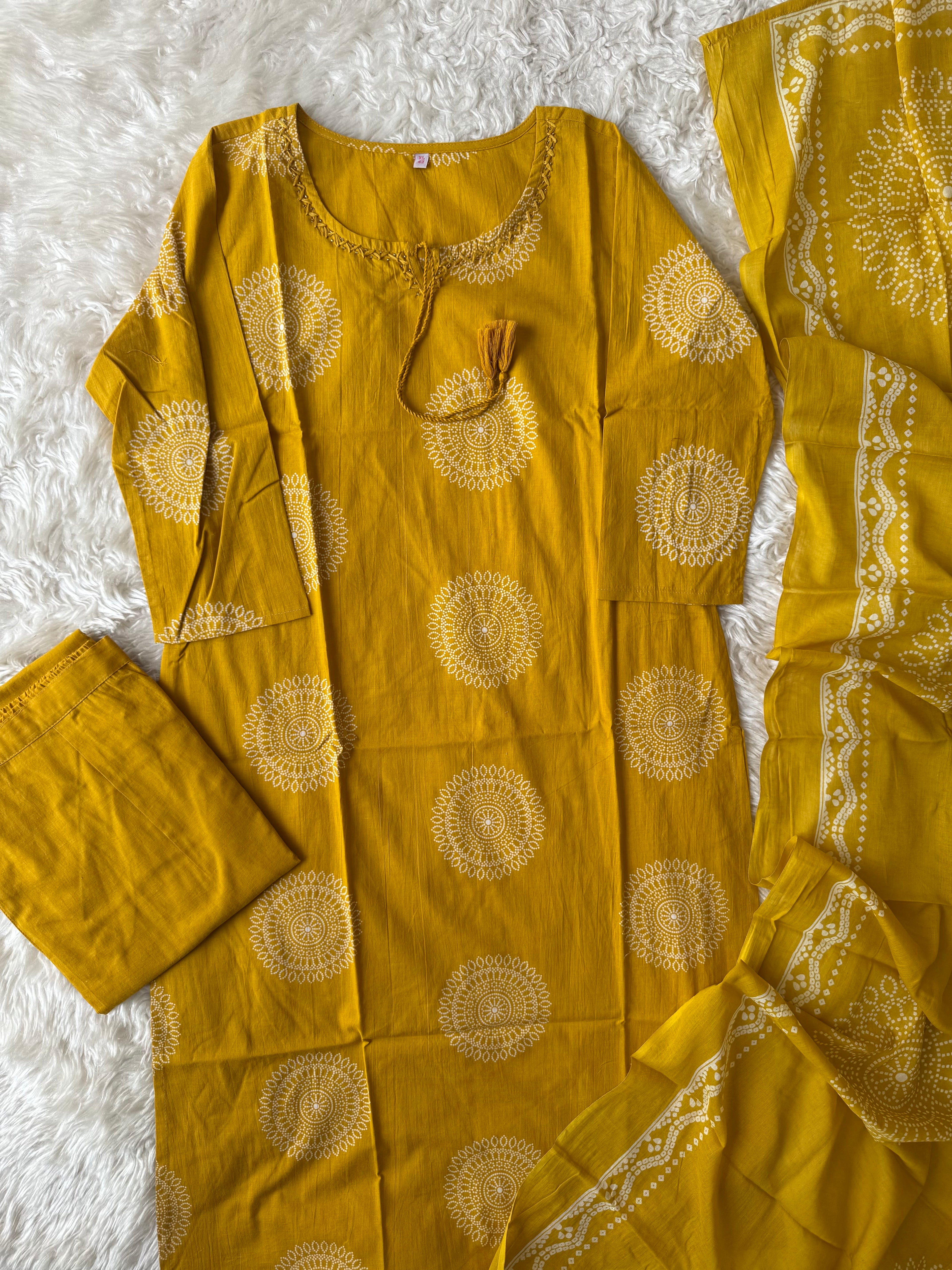 Premium Cotton Kurti Pant Dupatta Set
