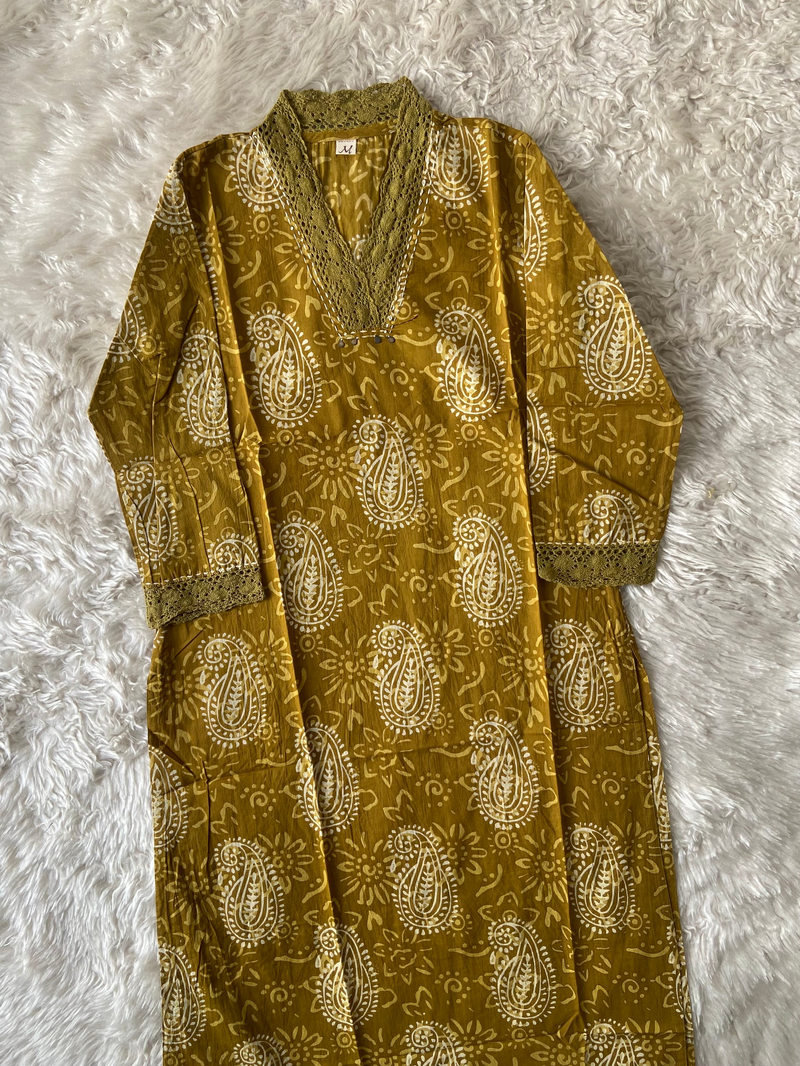 V-Neck Lace Details Kurti