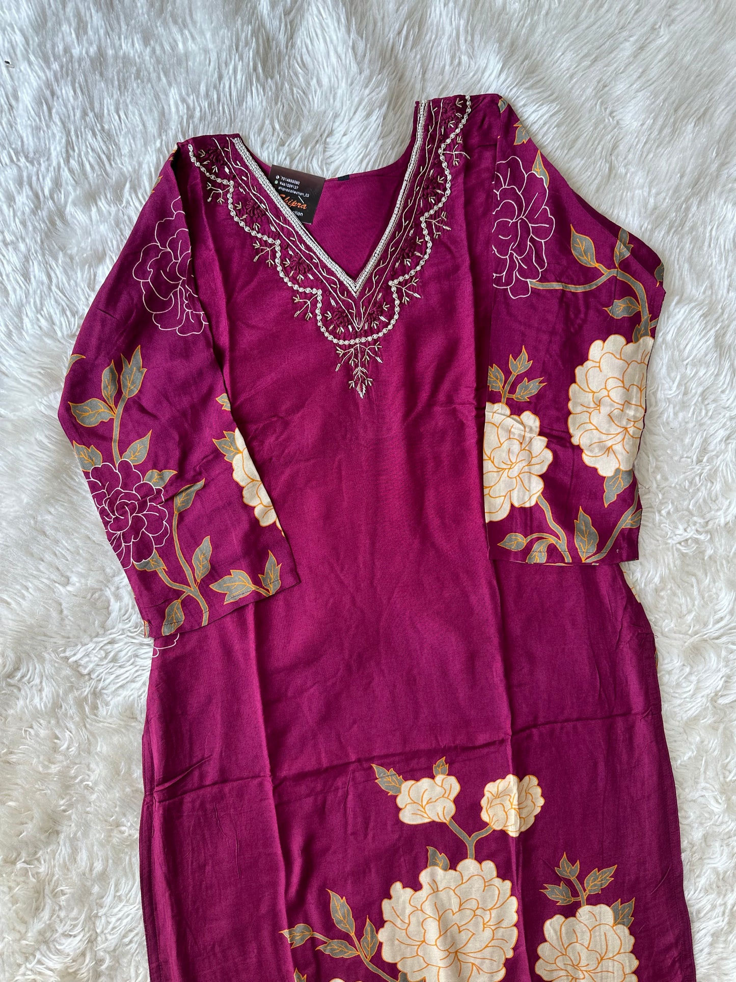 Pure Muslin Silk Kurti Pant Dupatta Set