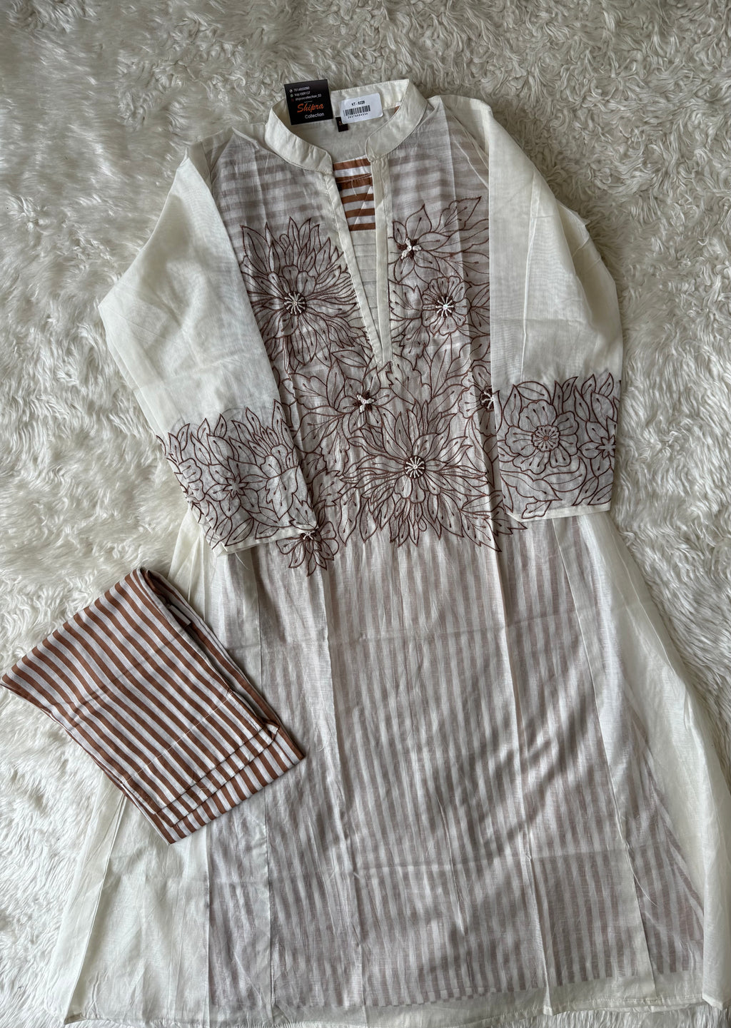 Mul Chanderi Thread work Co-ord Set