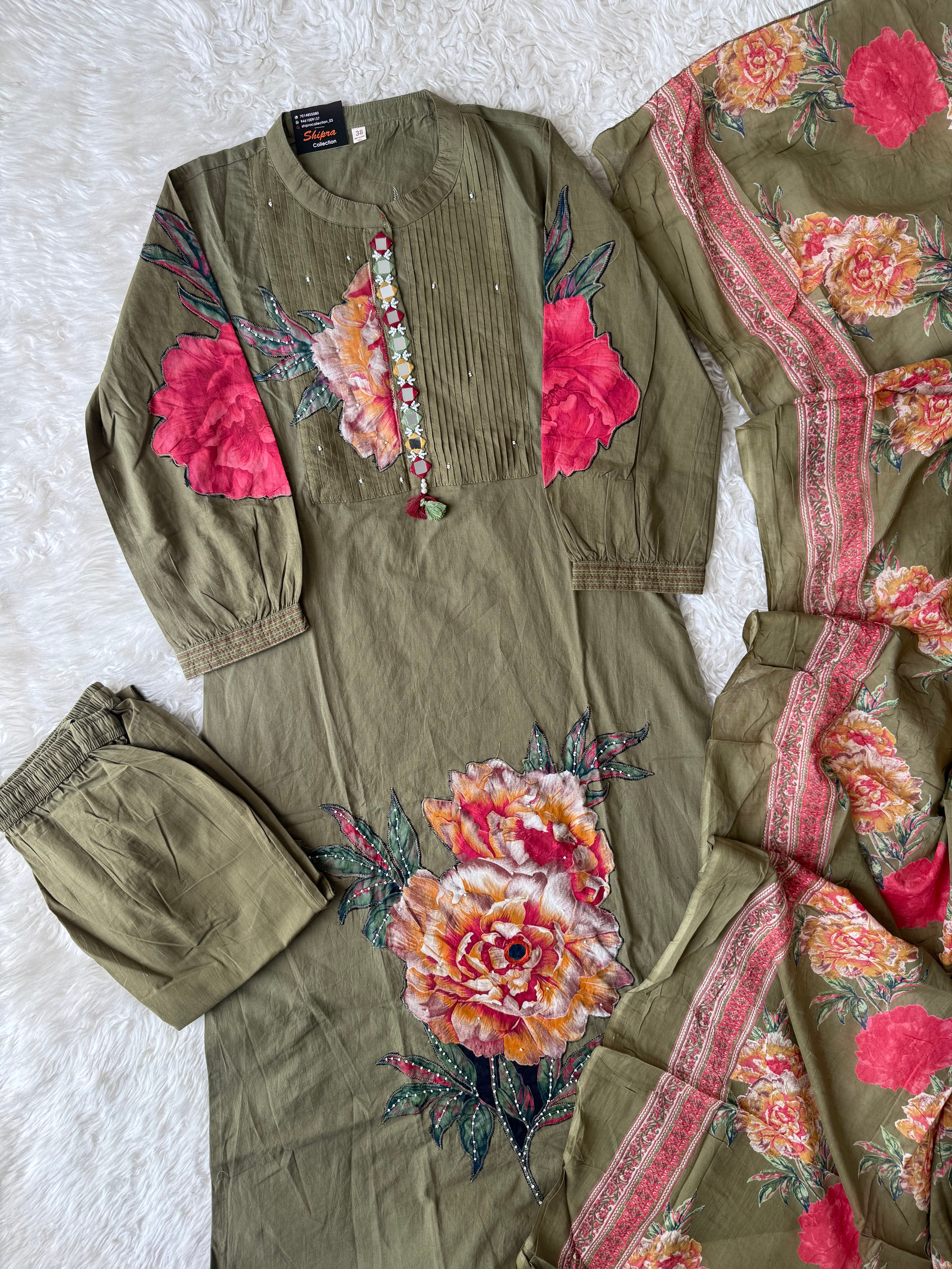 Mul Cotton Kurti Pant Dupatta Set