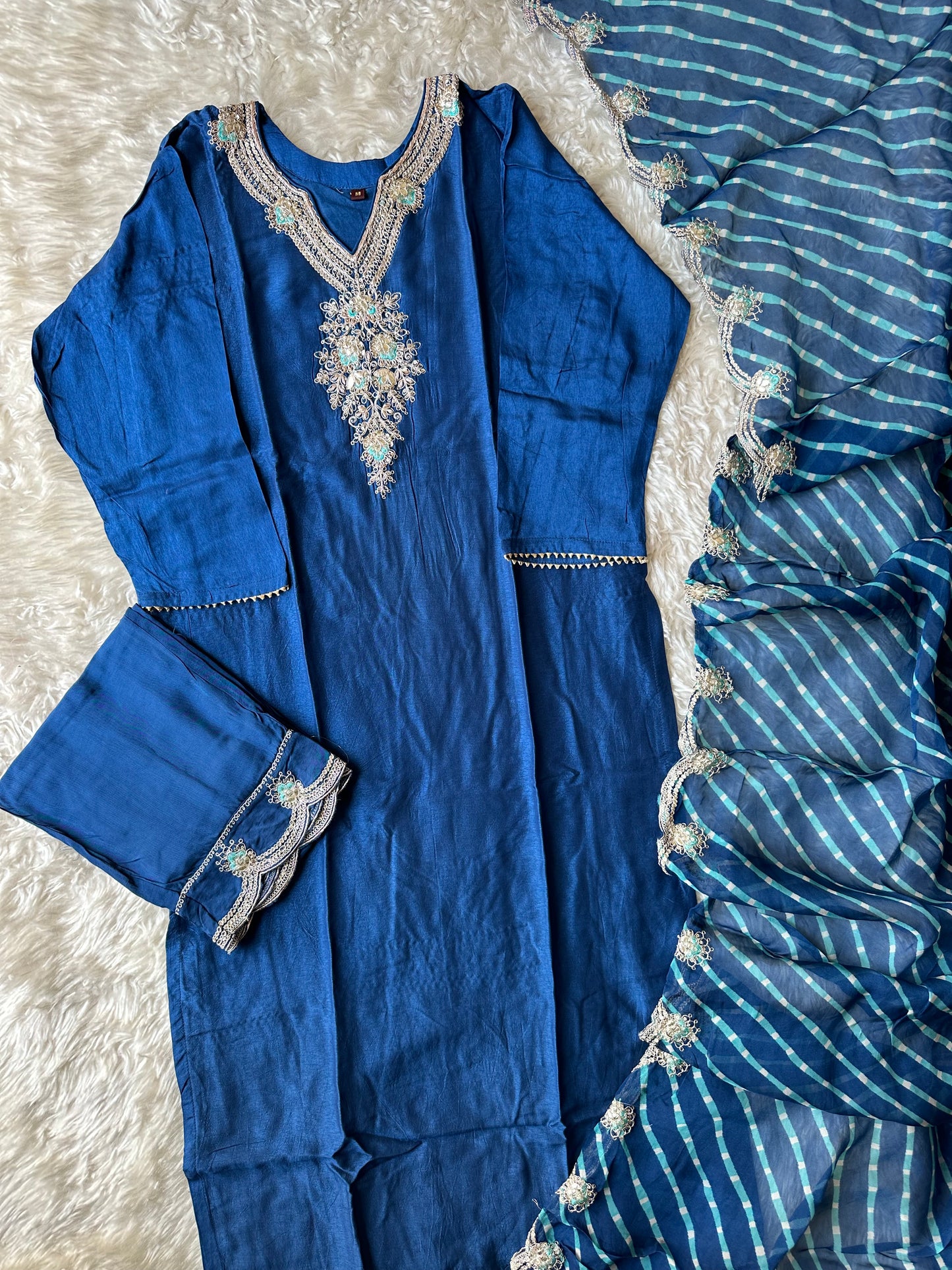 Pure Silk Kurti Pant Dupatta Set