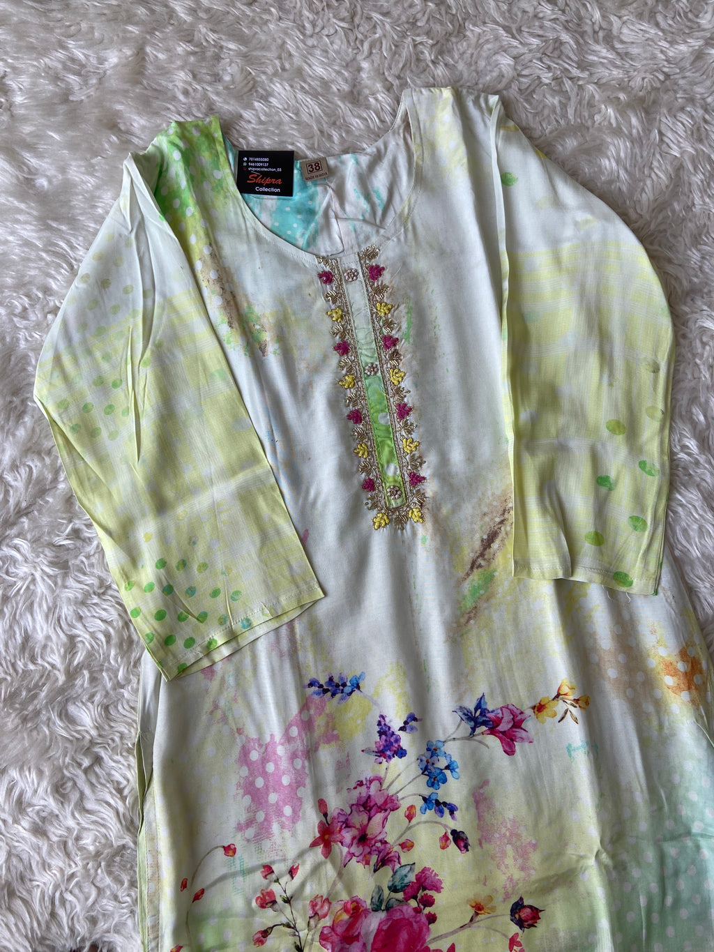 Pure Muslin Silk Kurti Pant Dupatta Set
