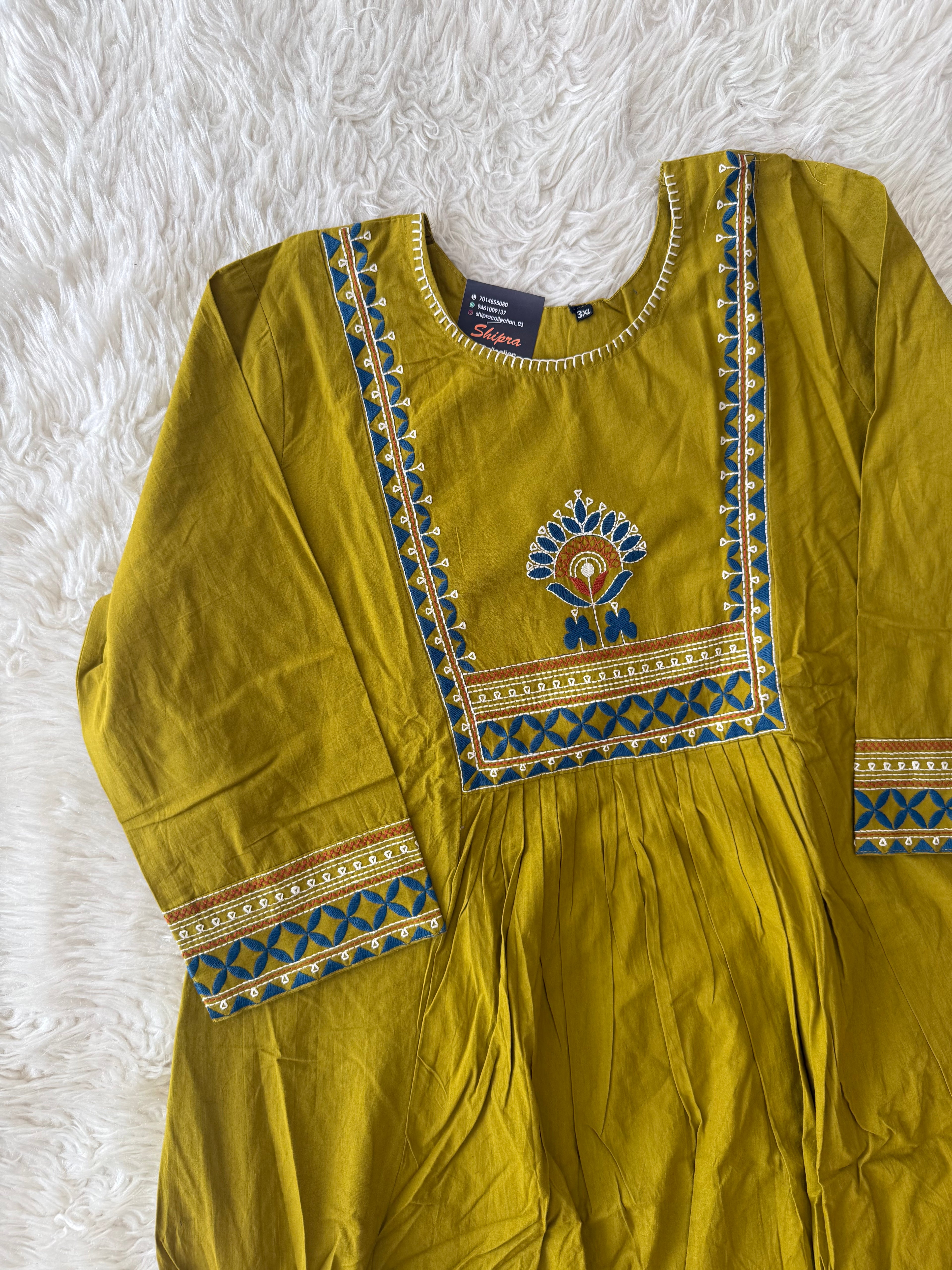 Premium Cotton FLARE Kurti Plazo Dupatta Set