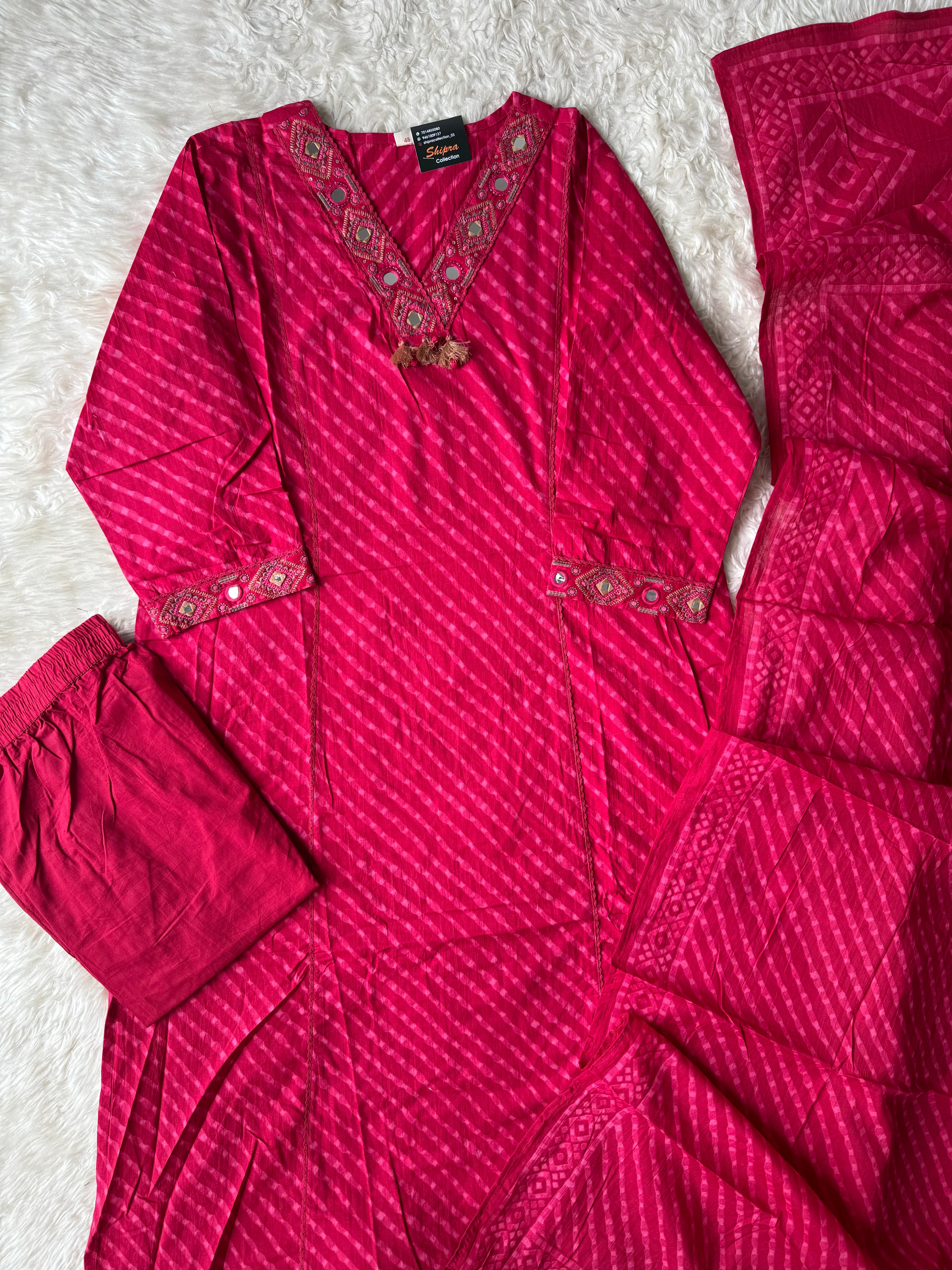 Premium Cotton Lehariya Set