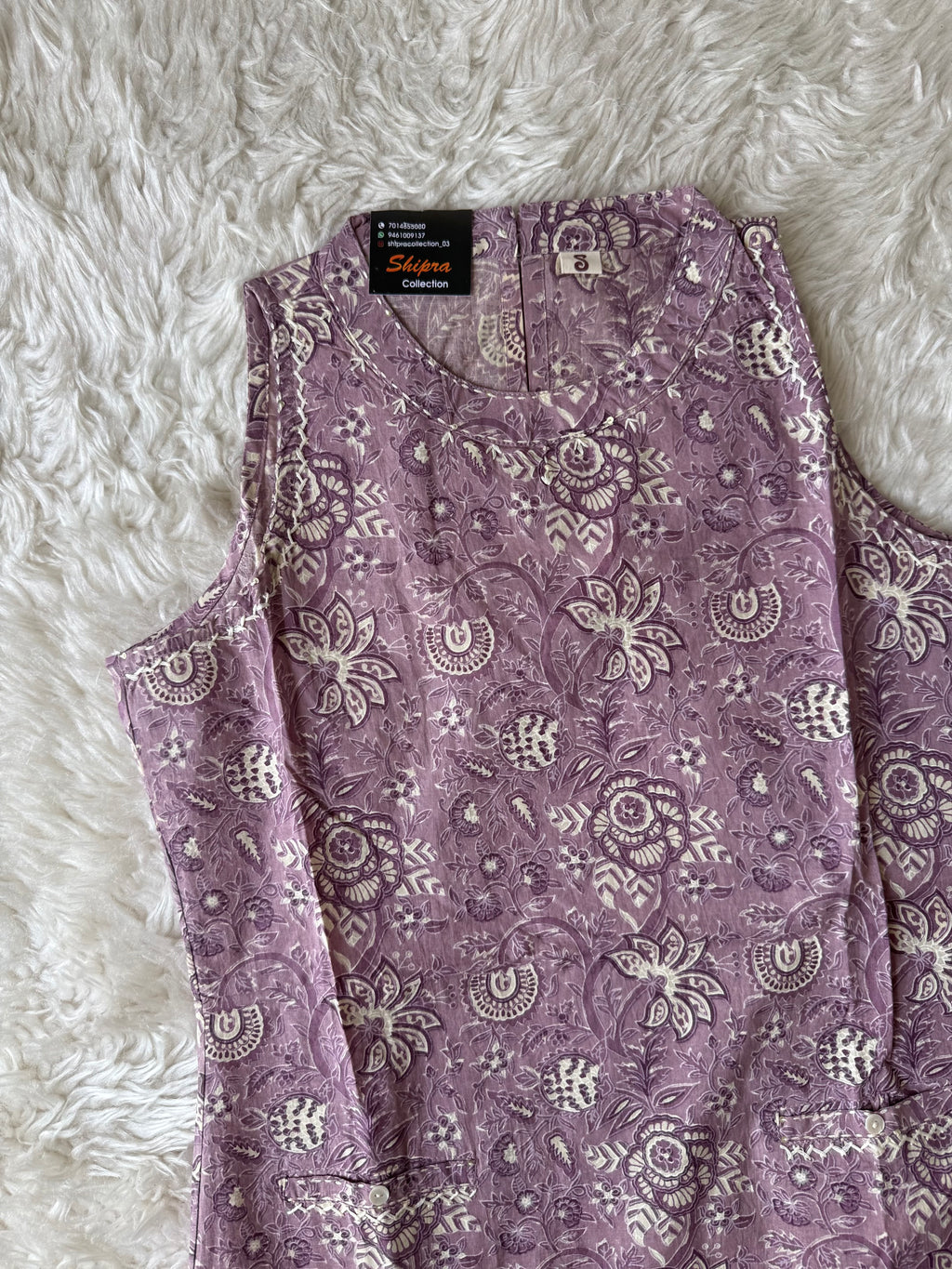 Pure Cotton Sleeveless Kurti Pant Set