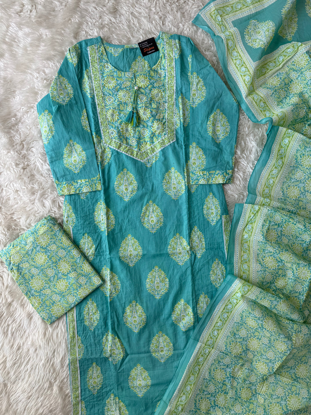 Premium Cotton Kurti Pant Dupatta Set