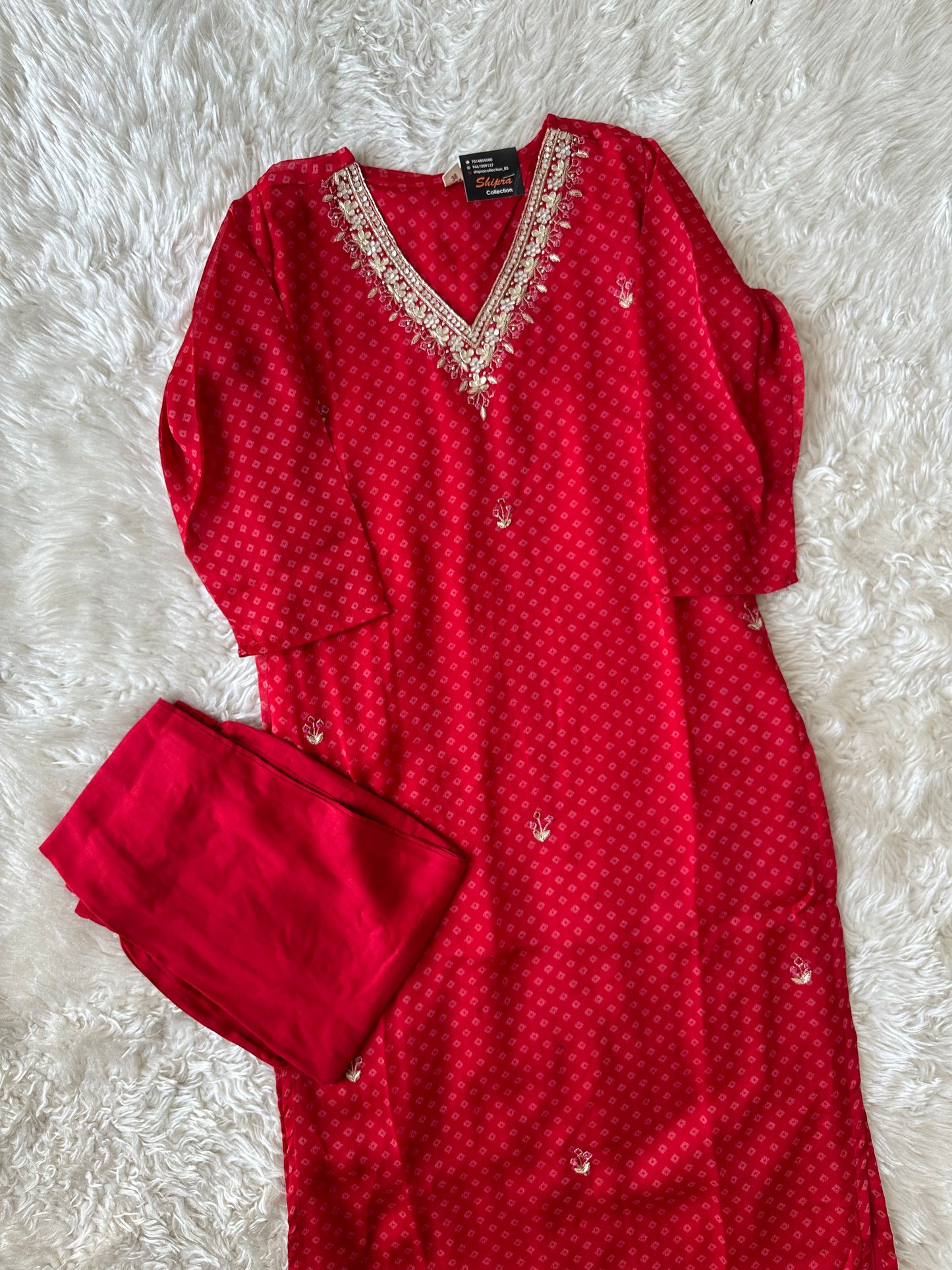 Pure Chinon Kurti Pant Set