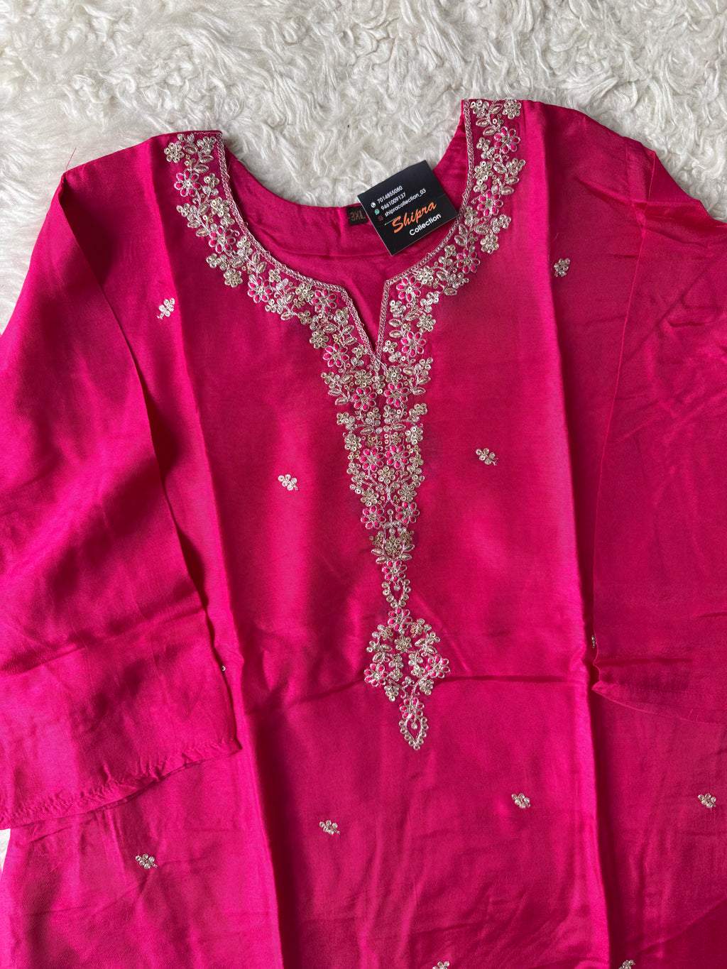 “Plus Size” Russian Silk Kurti Plazo Dupatta Set