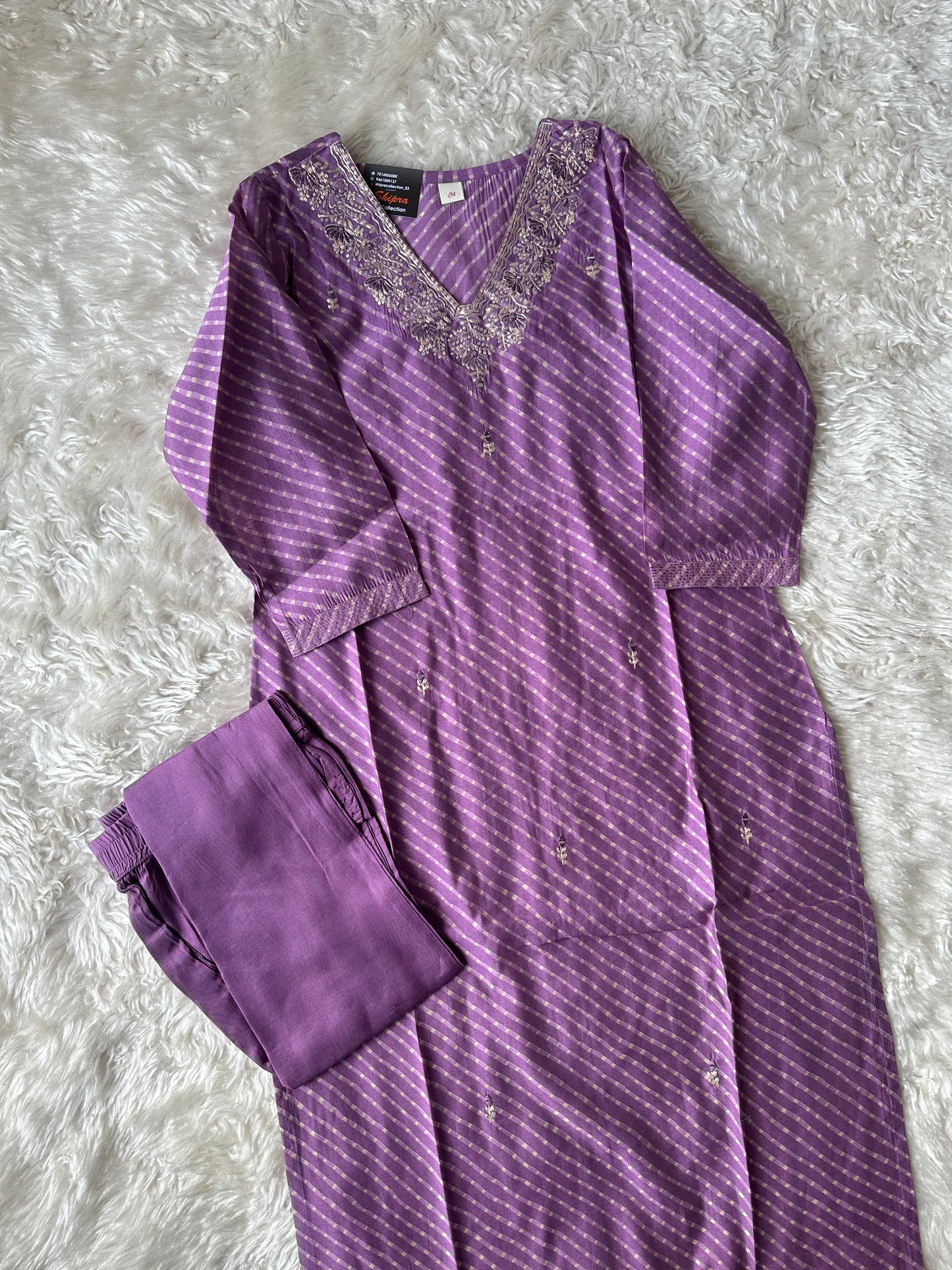 Pure Muslin Silk Kurti Pant Set