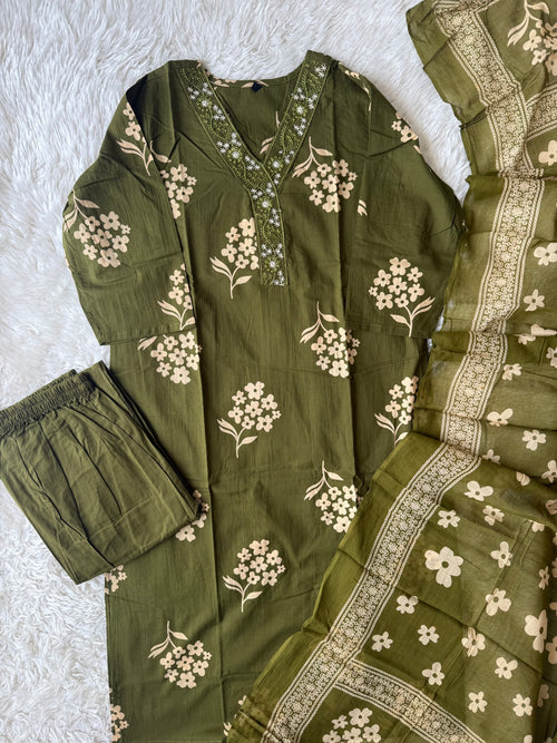 Budget Friendly Kurti Pant Dupatta Set