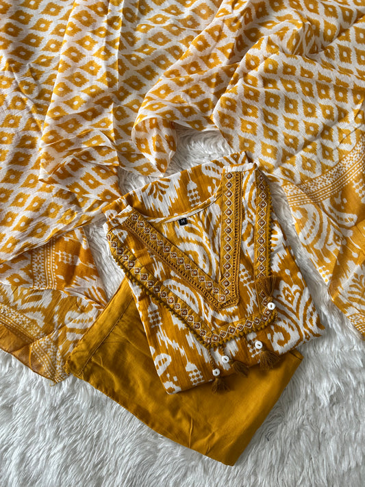 Budget Friendly Kurti Pant Dupatta Set