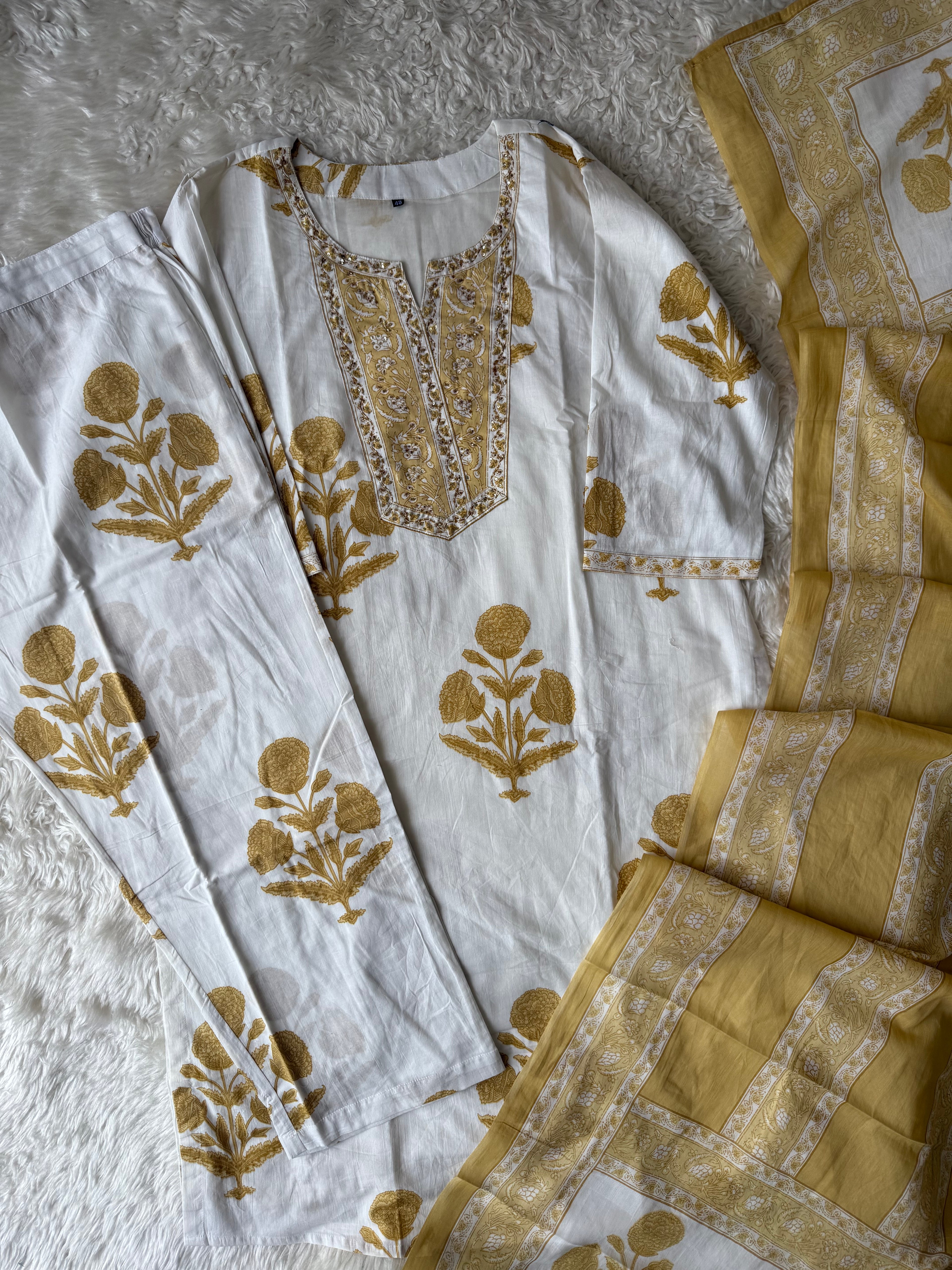 Premium Cotton Kurti Pant Dupatta Set