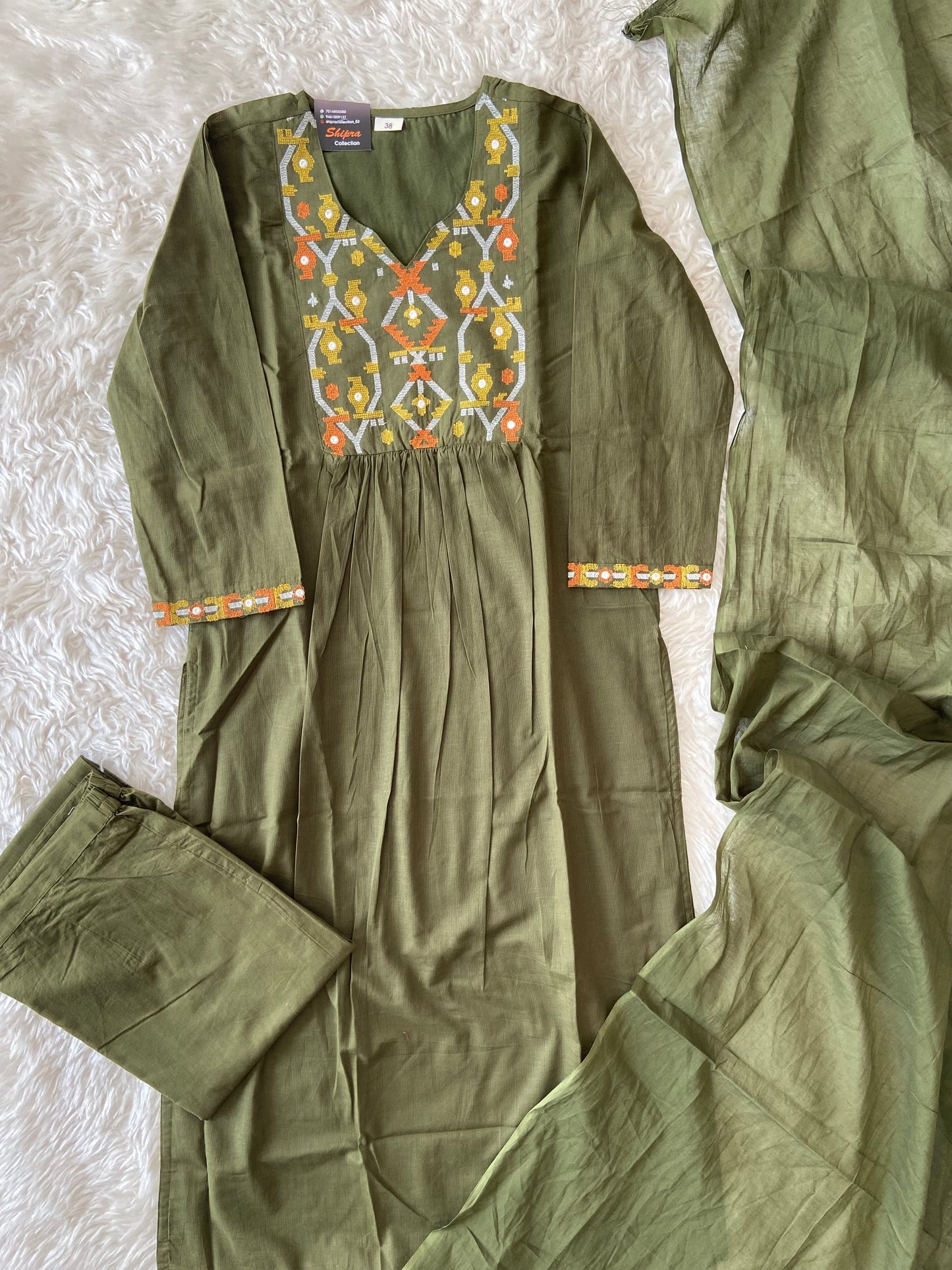 Mul Cotton Kurti Pant Dupatta Set