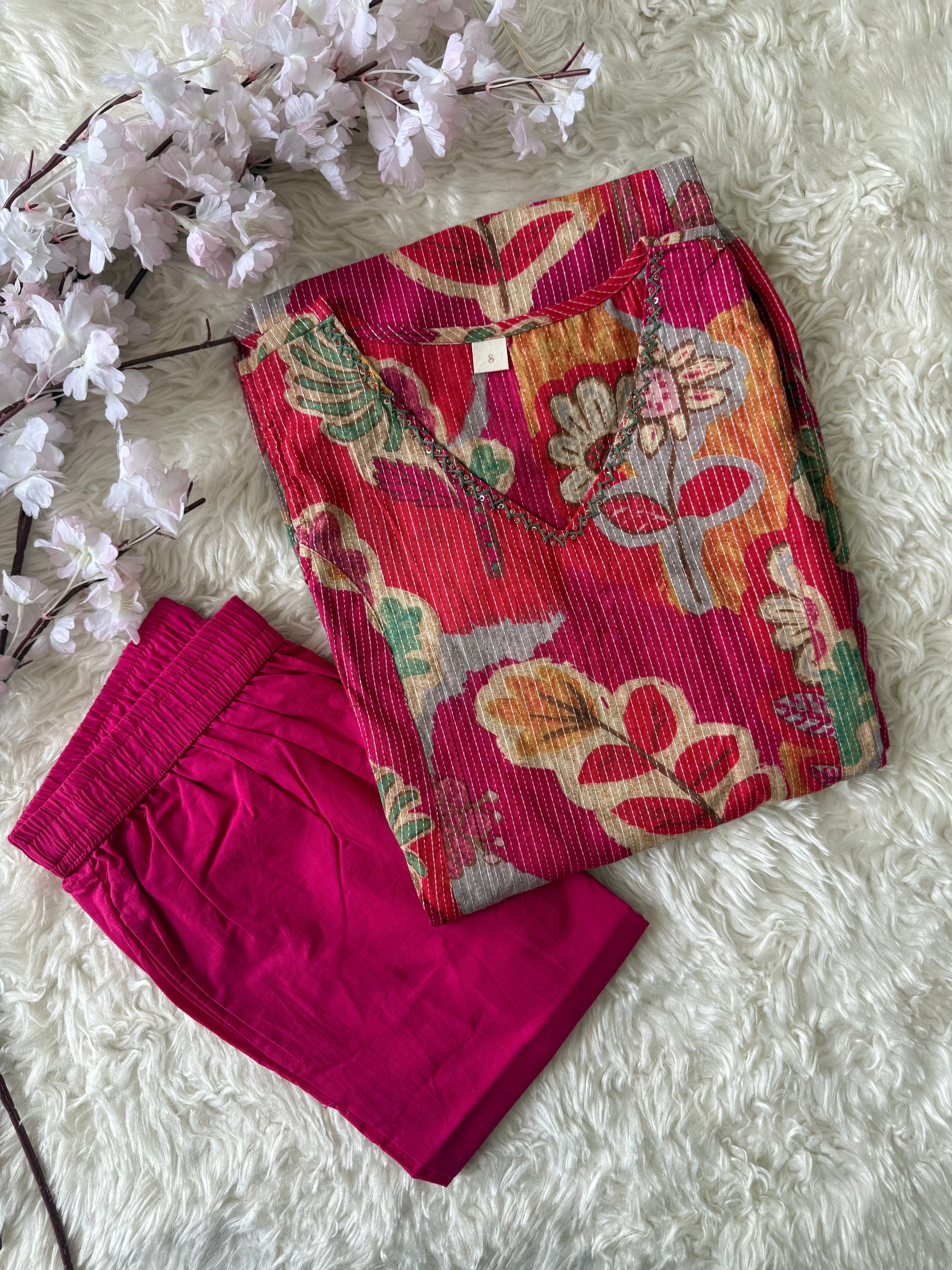 Premium Cotton Sleeveless Kurti Pant Set
