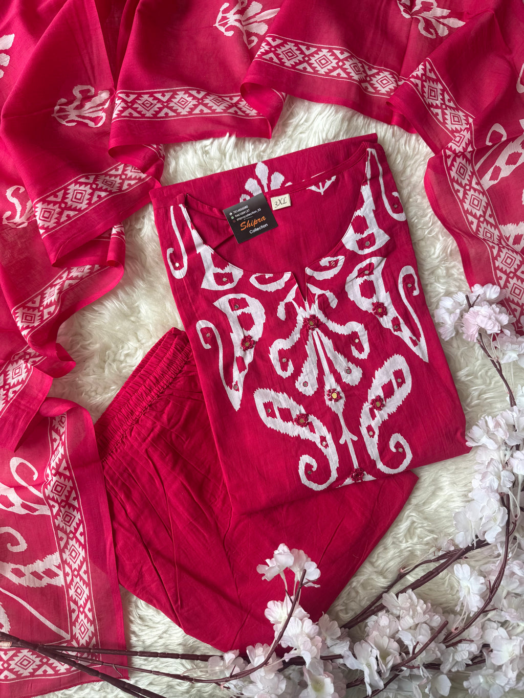 Premium Cotton Kurti Pant Dupatta Set