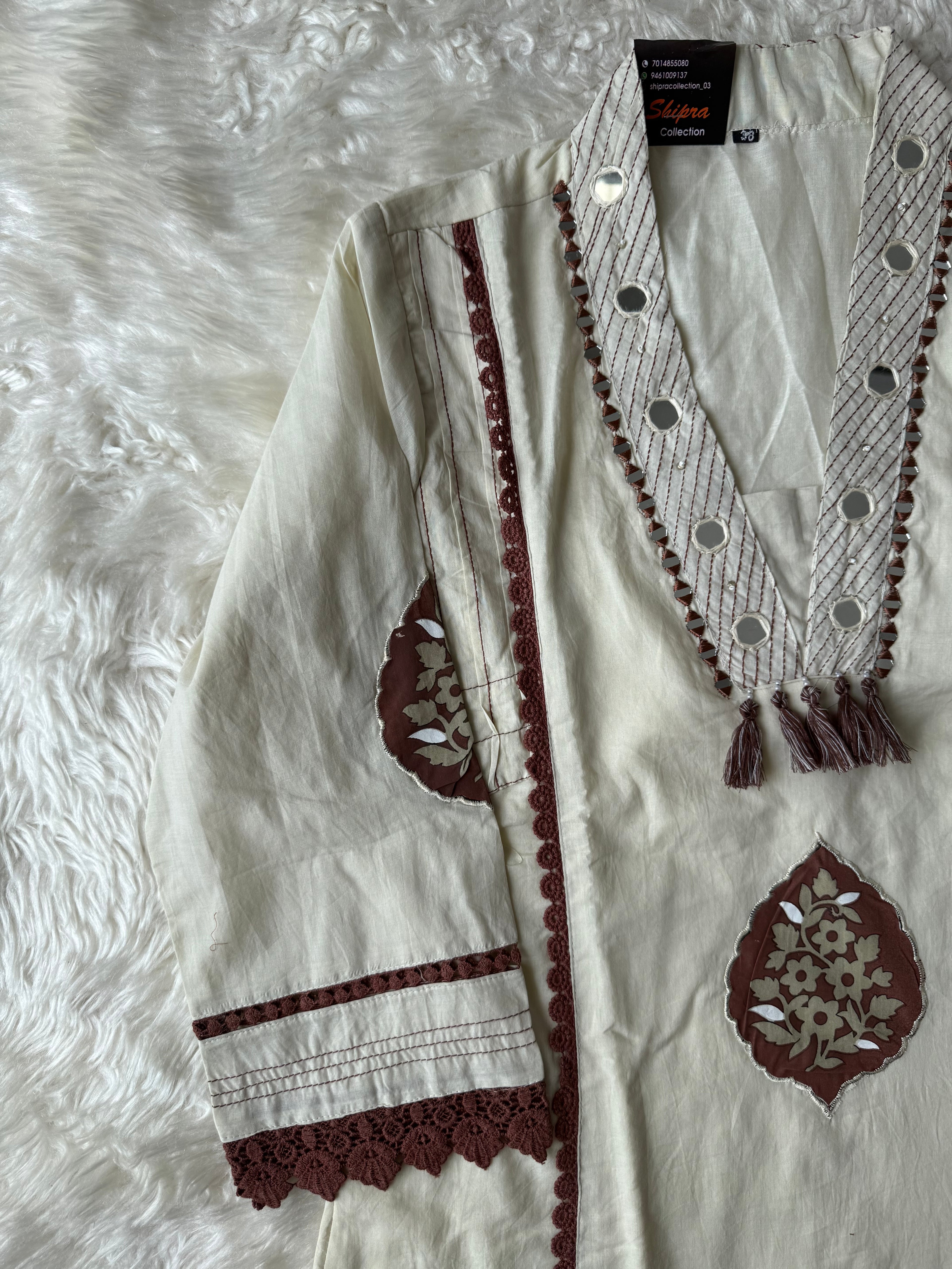 Premium Cotton Aline Kurti Plazo Dupatta Set