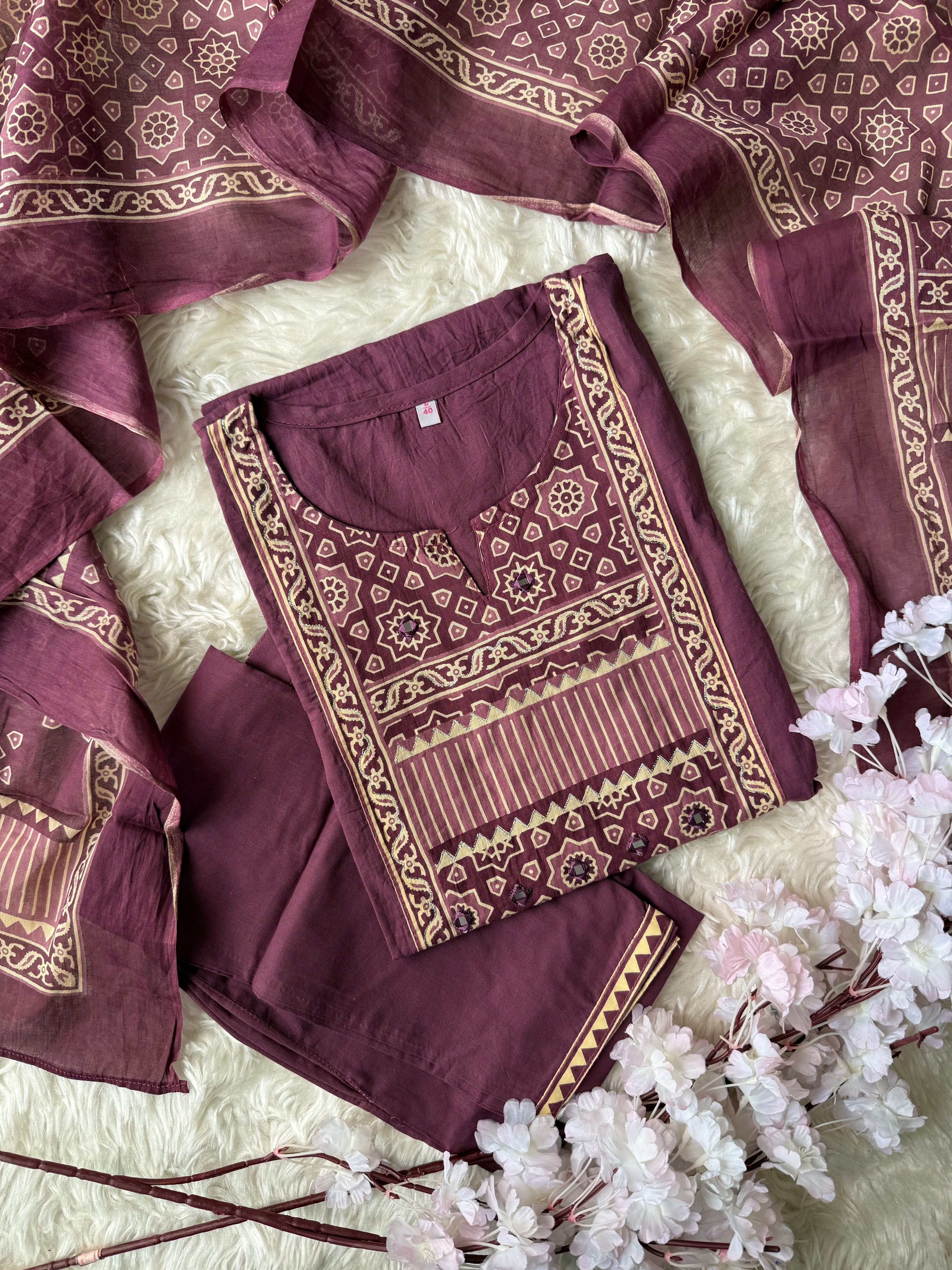 Premium Cotton Kurti Pant Dupatta Set