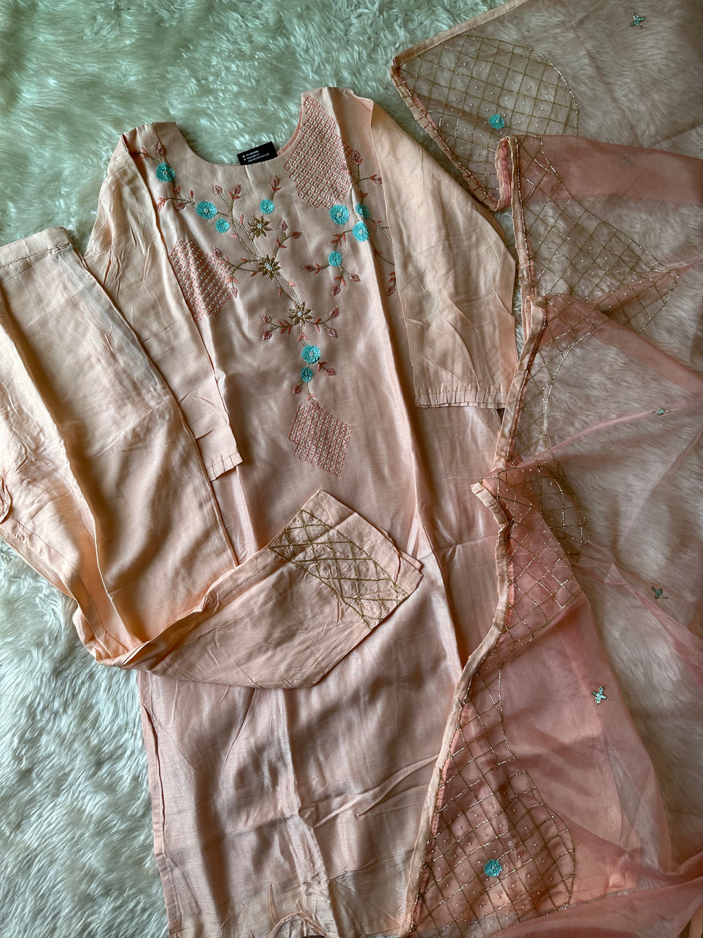 Pure Silk Kurti Pant Dupatta Set