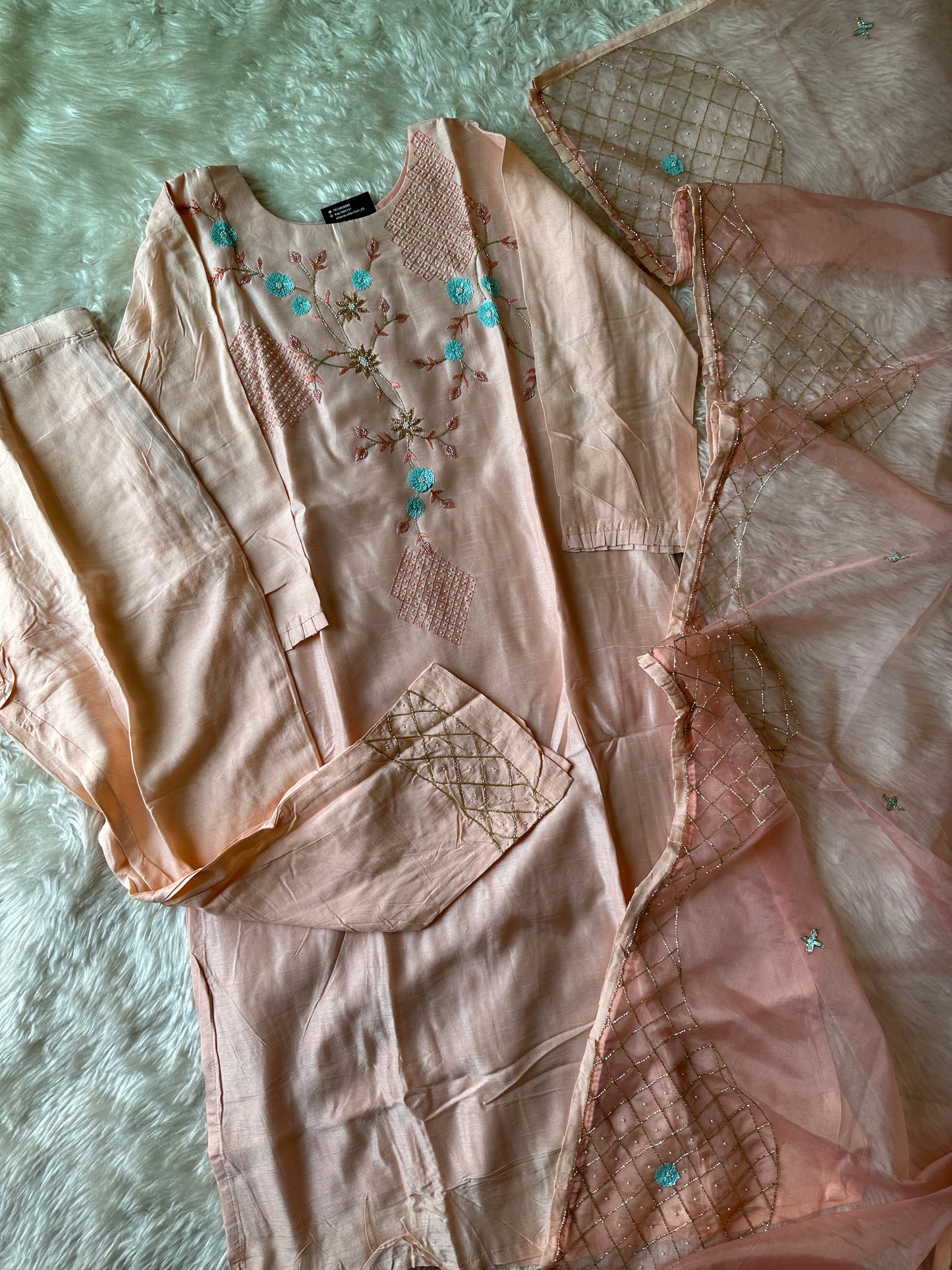 Pure Silk Kurti Pant Dupatta Set