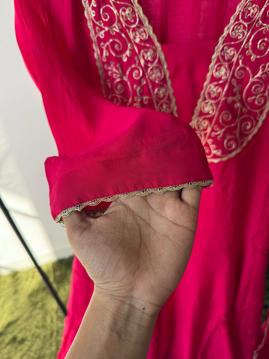 Pure Modal Chanderi Kurti Pant Dupatta Set