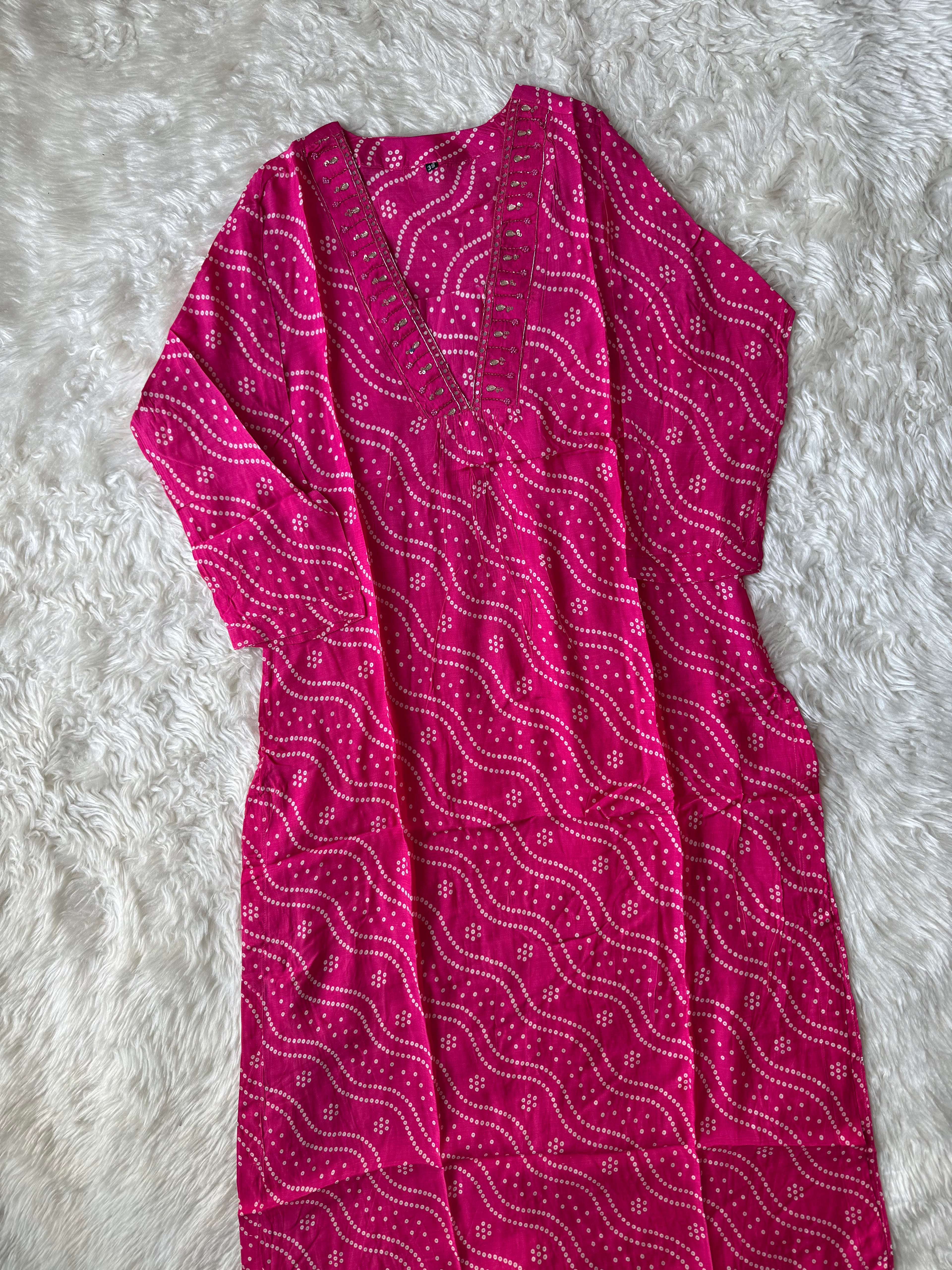 Mul Silk Kurti Pant Set