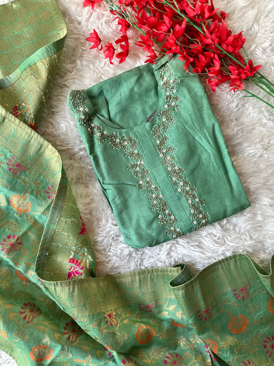 Plus Size Dola Silk Kurti Dupatta Set