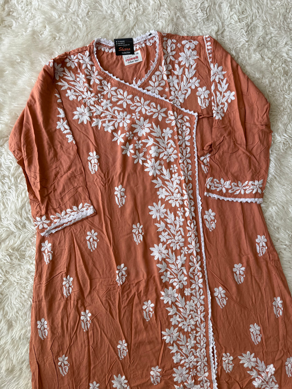 Heavy Rayon Angarkha Chikankari kurti