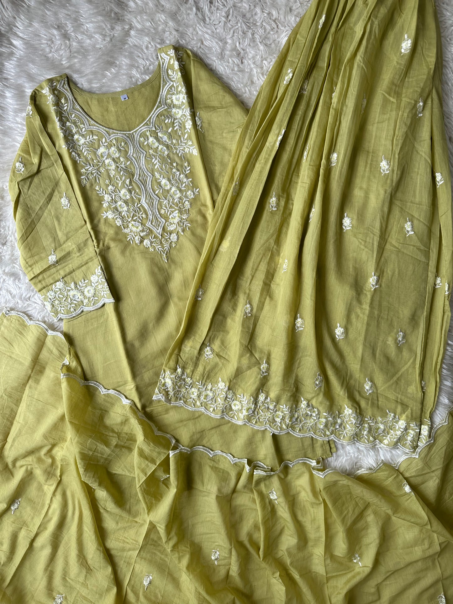 Mul Cotton Kurti Sharara Dupatta Set