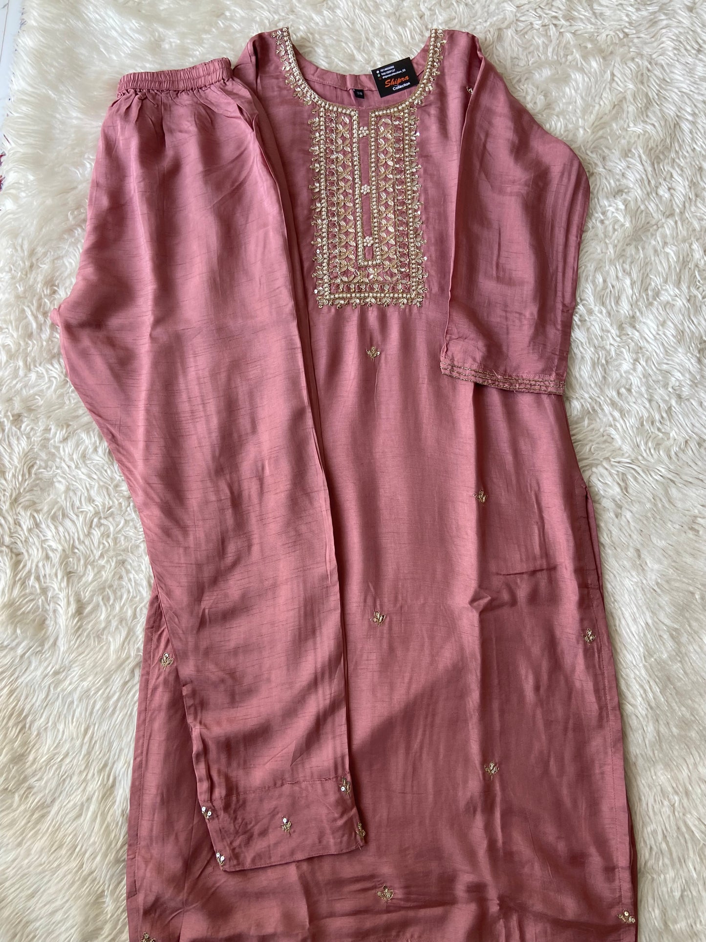 Pure Silk Kurti Pant Dupatta Set