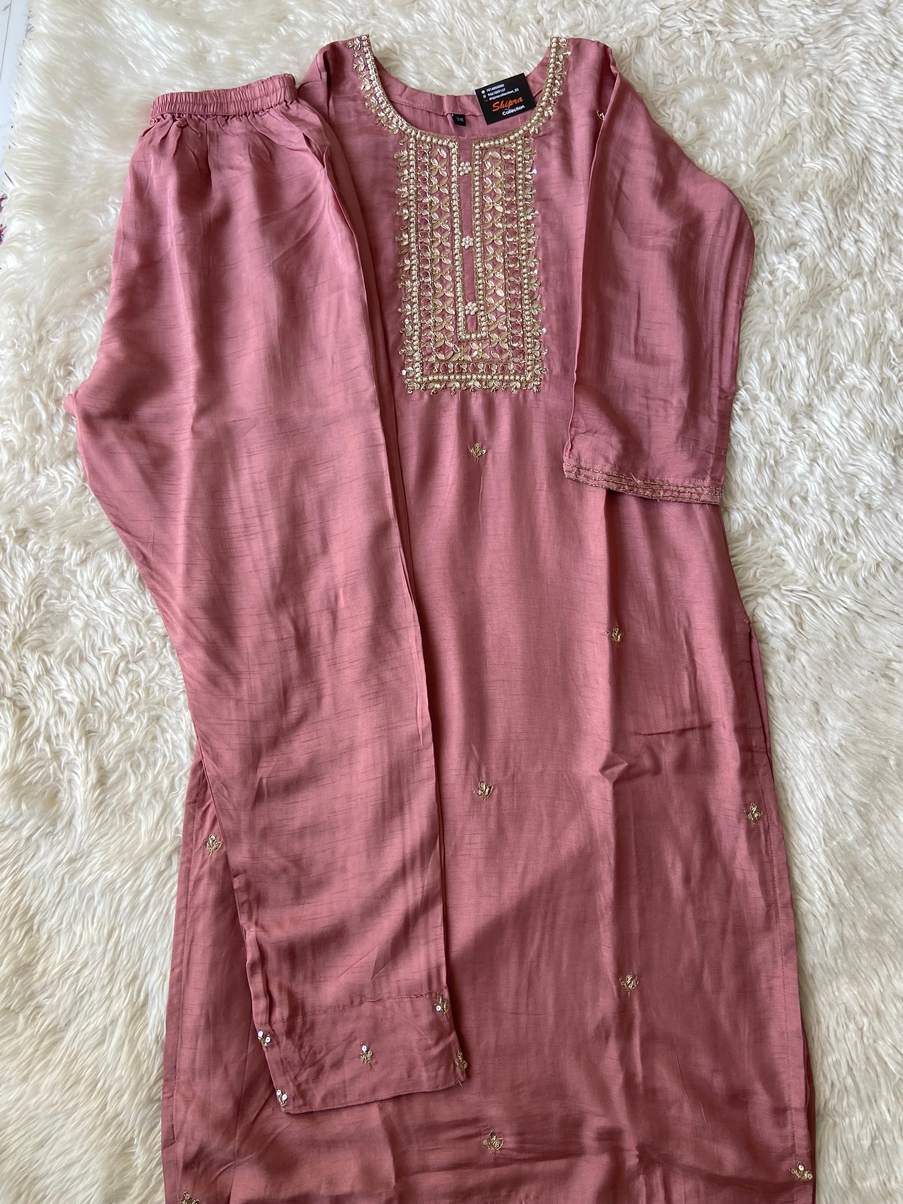Pure Silk Kurti Pant Dupatta Set