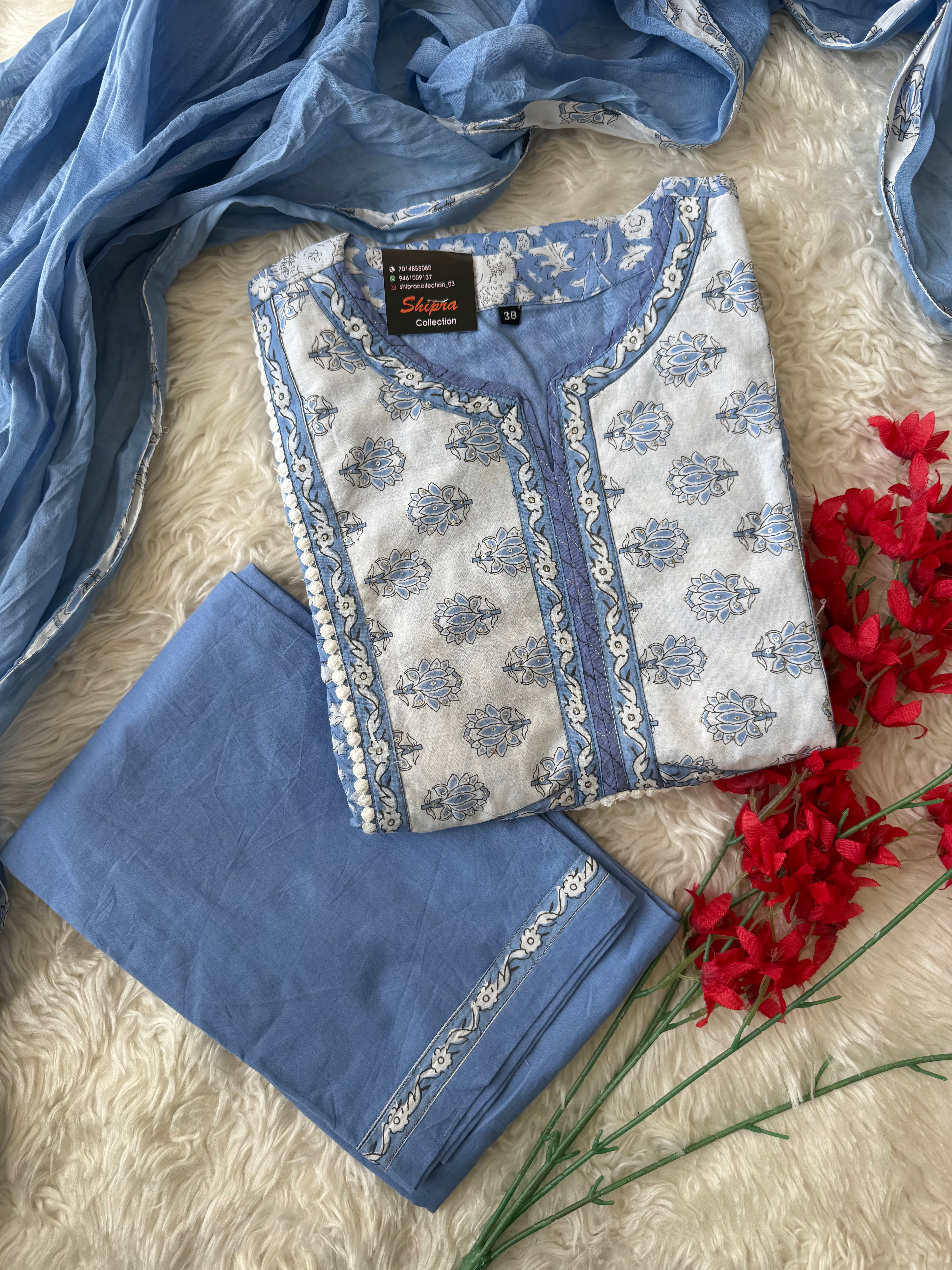Premium Cotton Kurti Pant Dupatta Set