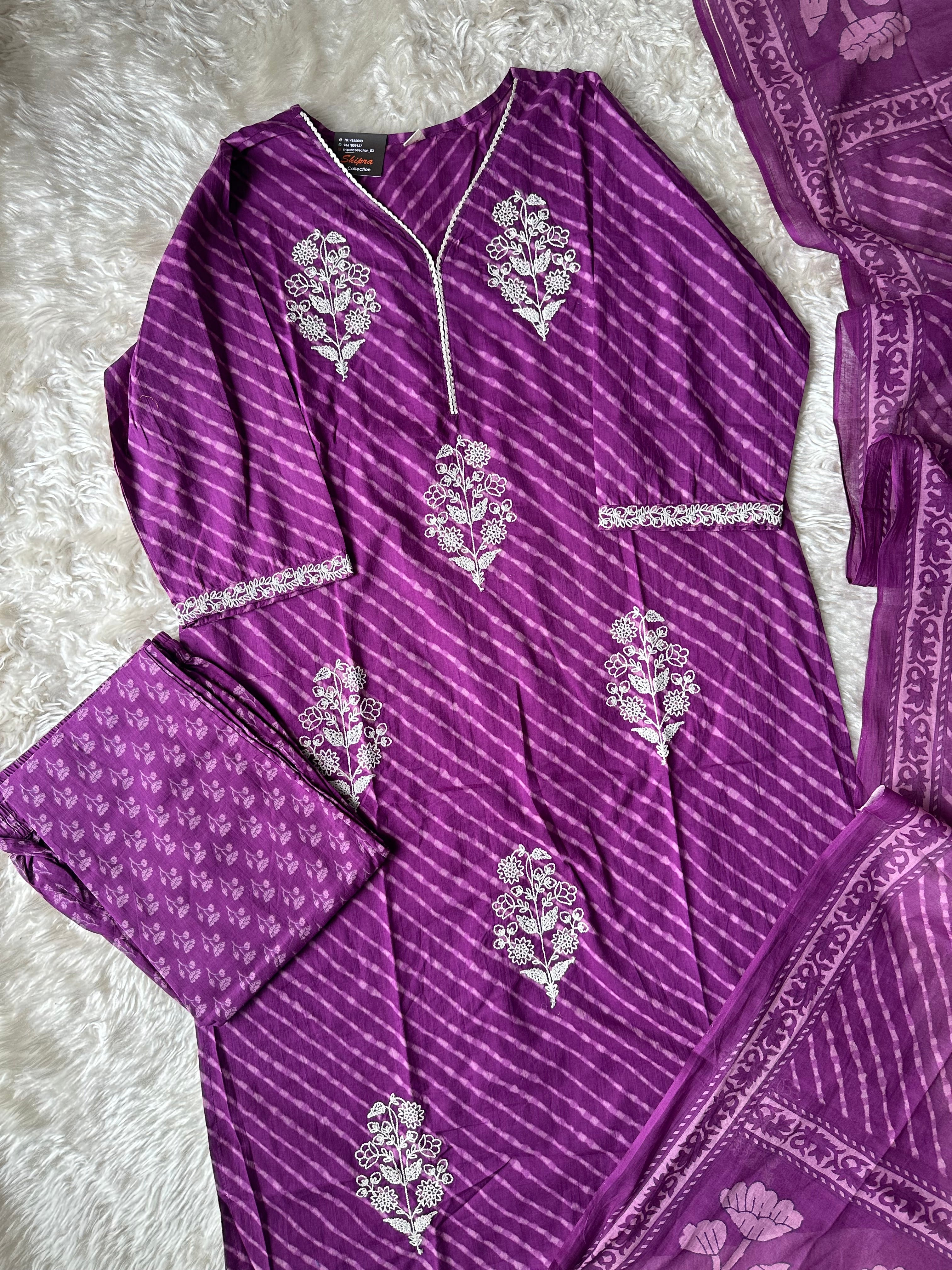 Premium Cotton Kurti Pant Dupatta Set