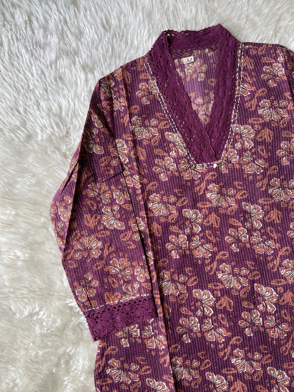 V-Neck Lace Details Kurti