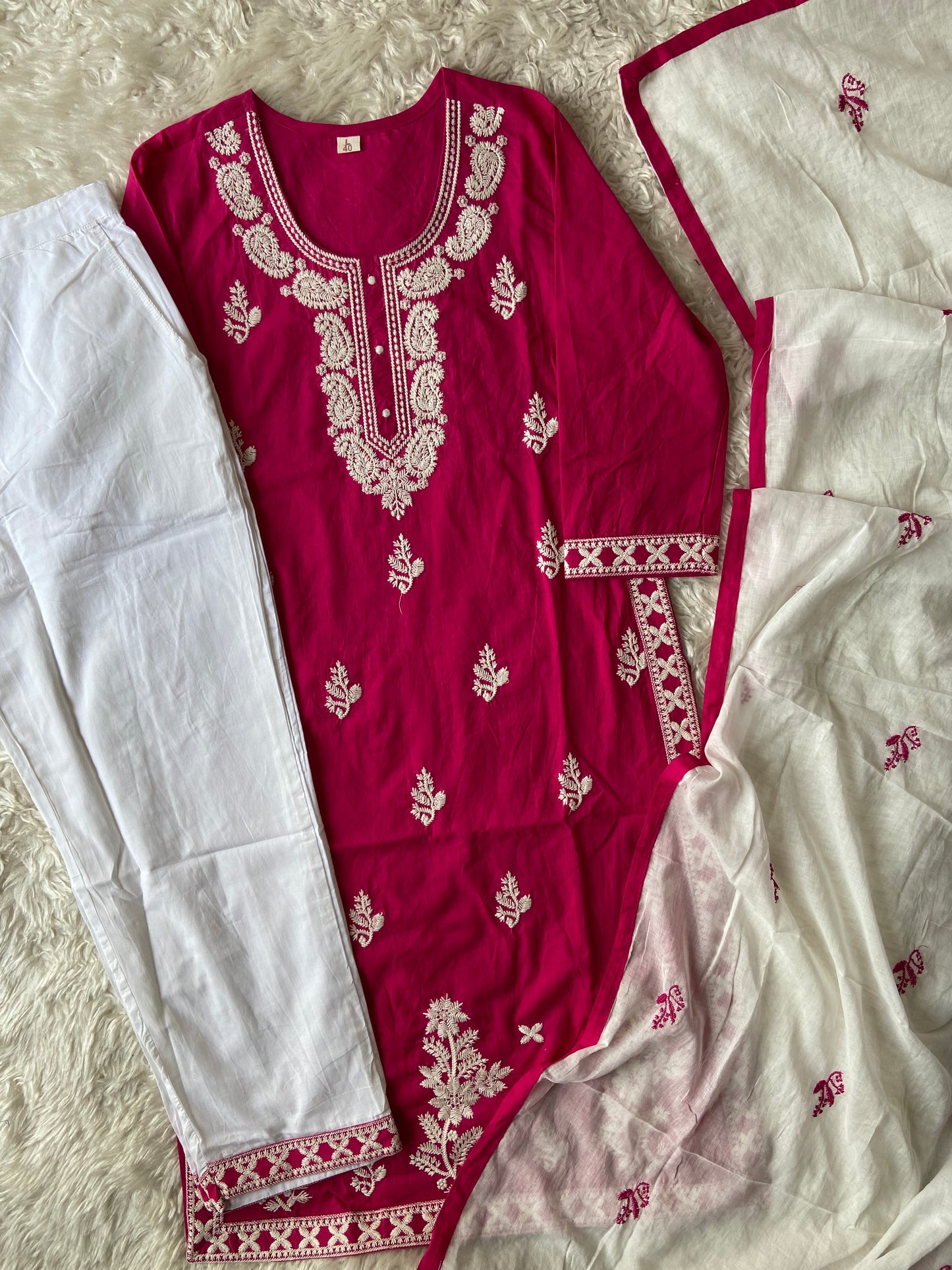 Pure Cotton Kurti Pant Dupatta Set