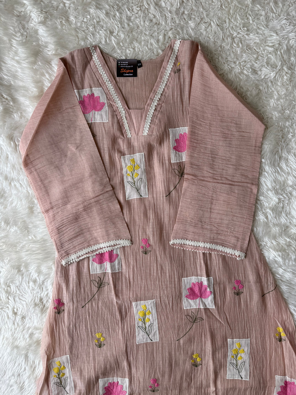 Pure Mul Chanderi Kurti Pant Dupatta Set