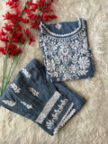 Heavy Rayon Chikankari Kurti Afghani Pant Set