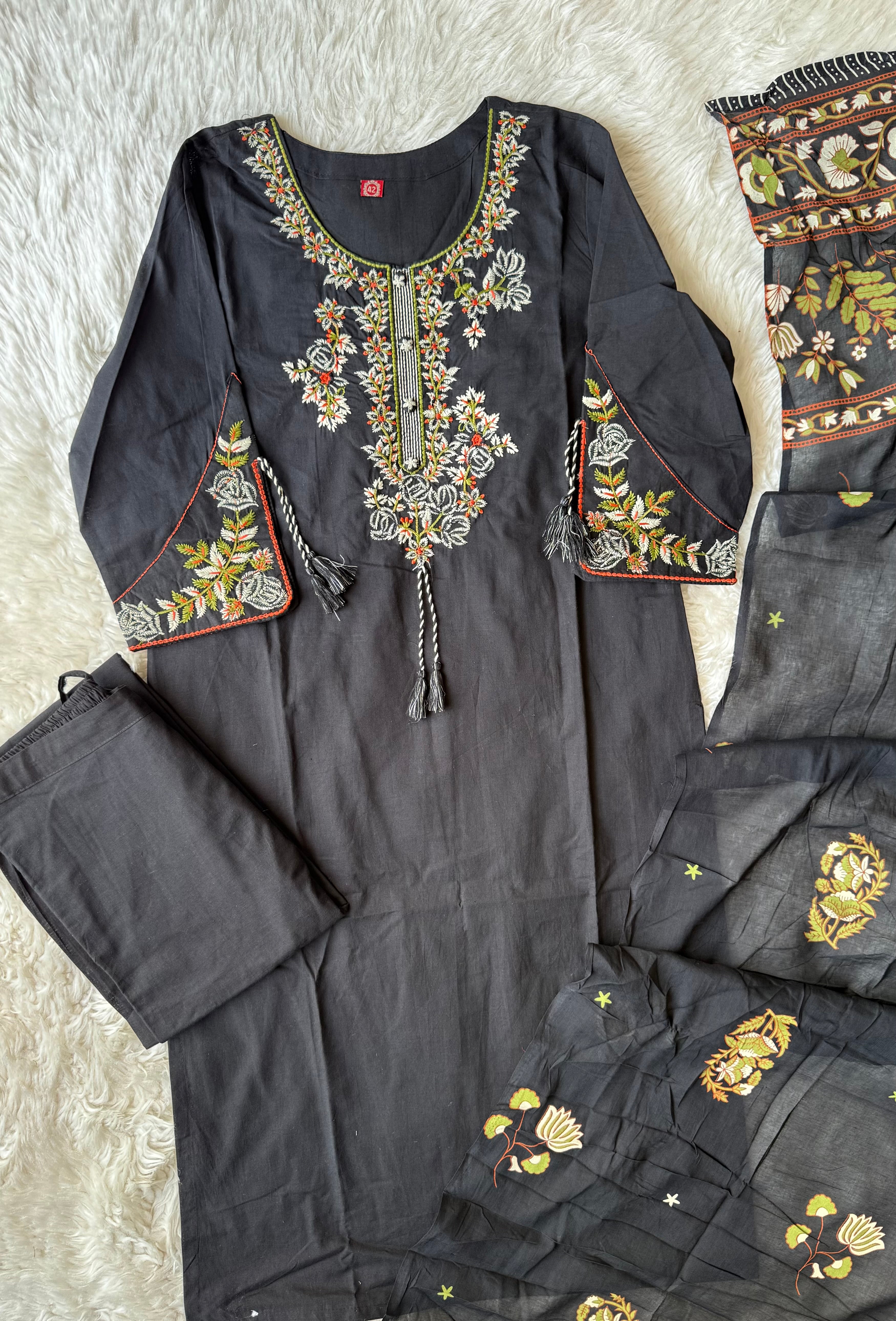 Pure Cotton Kurti Pant Dupatta Set