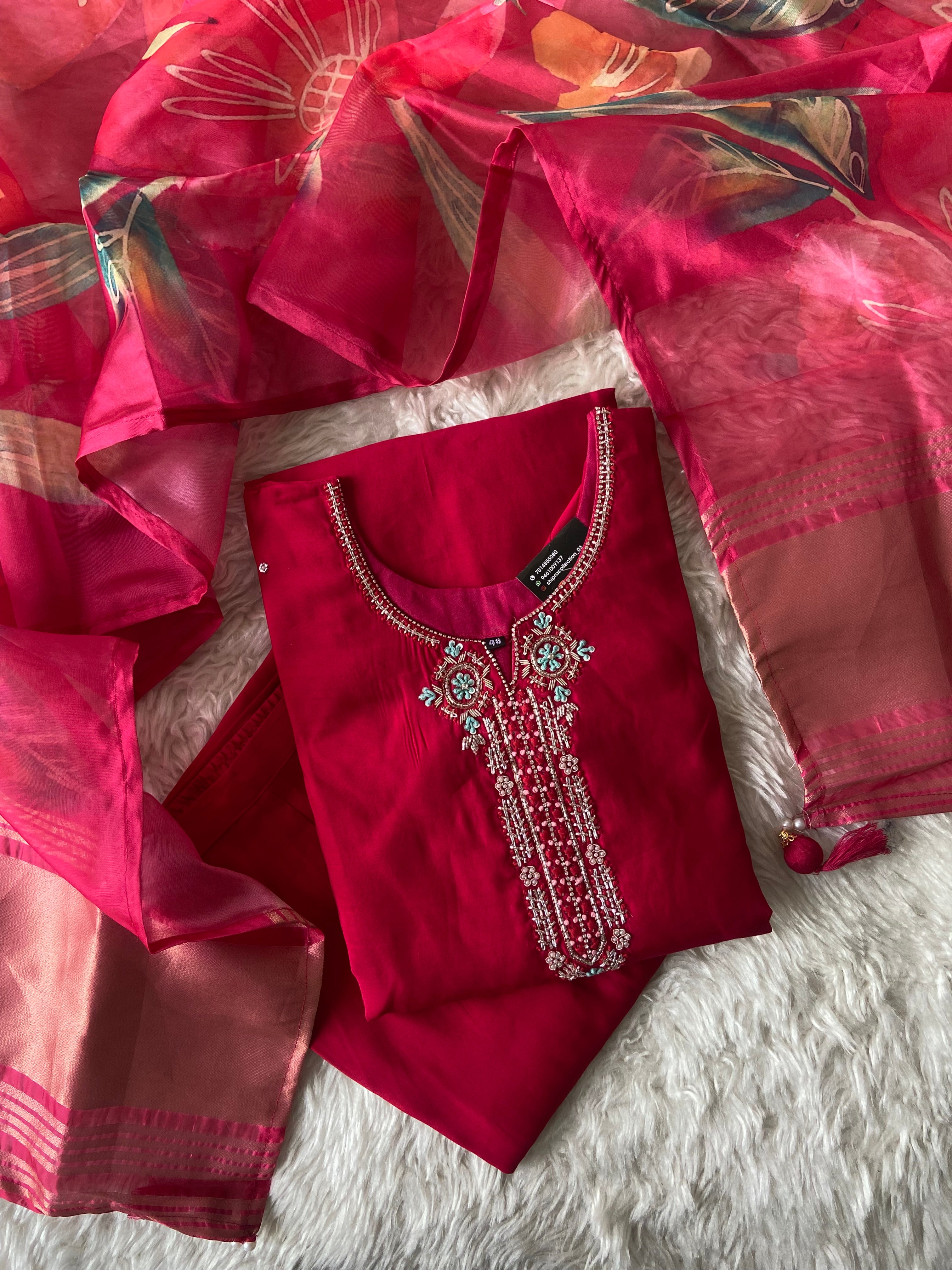“Plus Size” Roman Silk Kurti Pant Dupatta Set