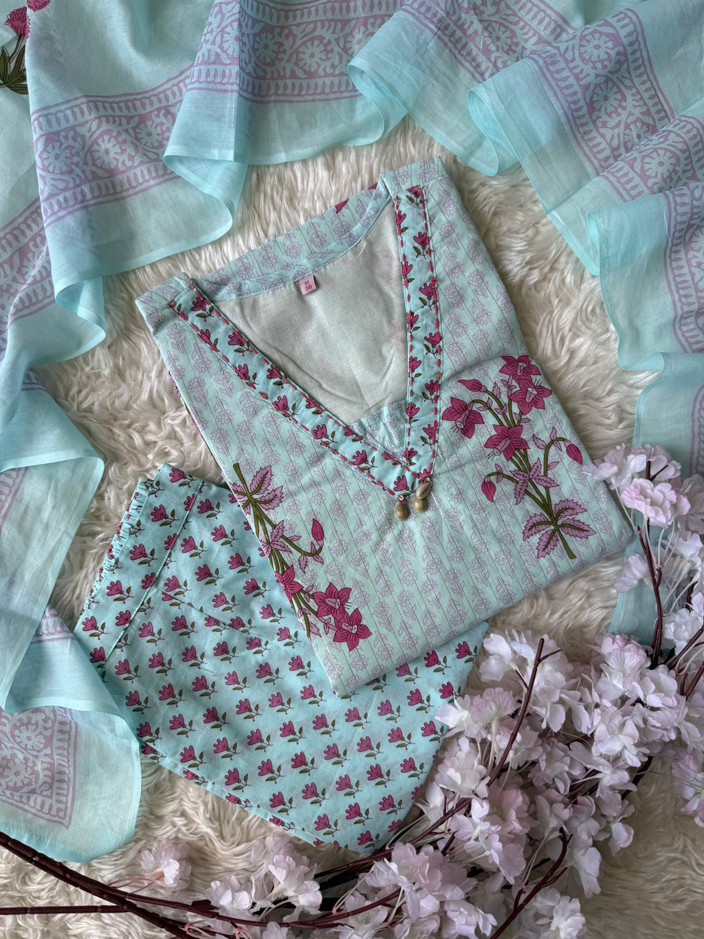 Premium Cotton Kurti Pant Dupatta Set