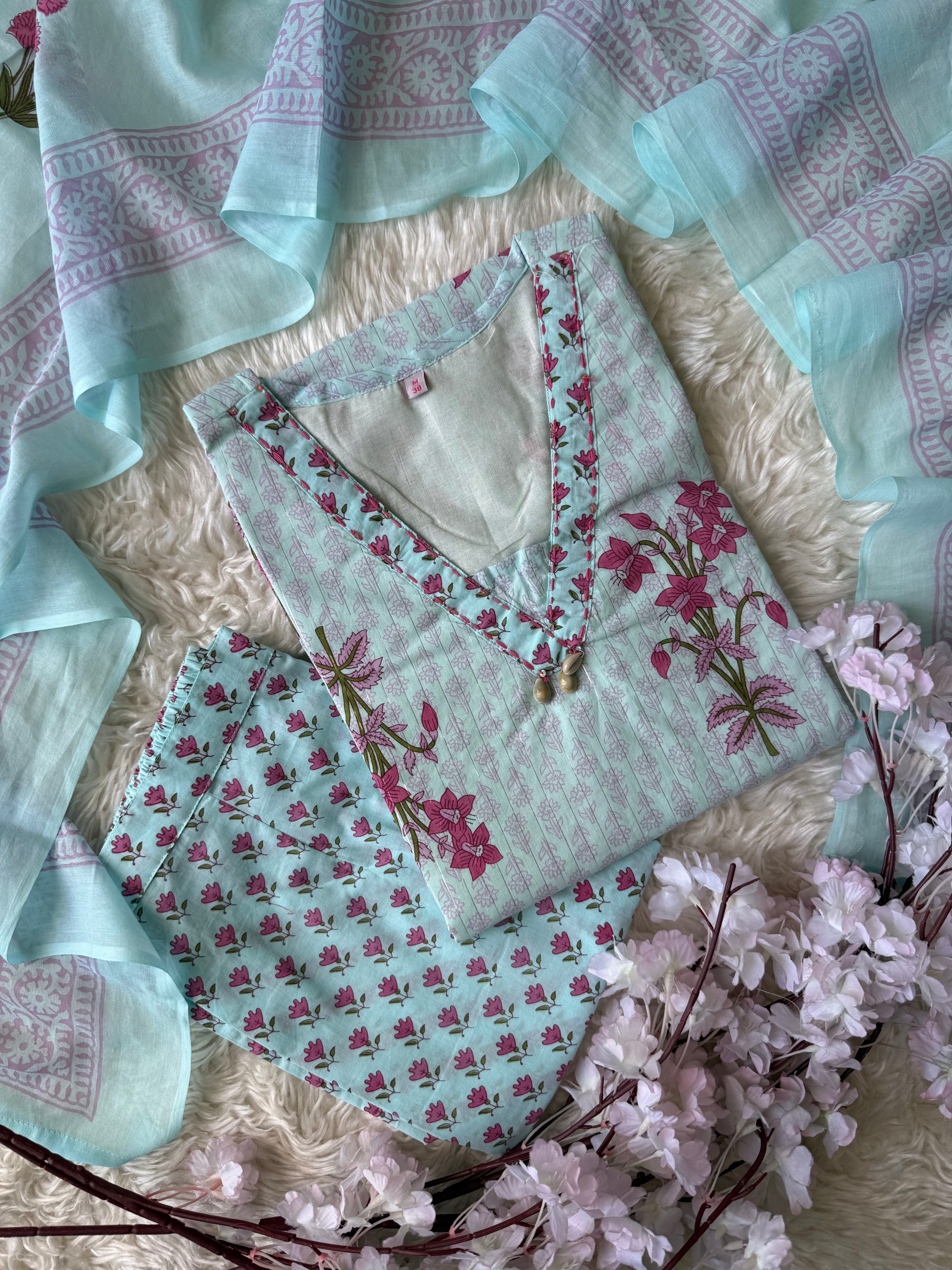 Premium Cotton Kurti Pant Dupatta Set