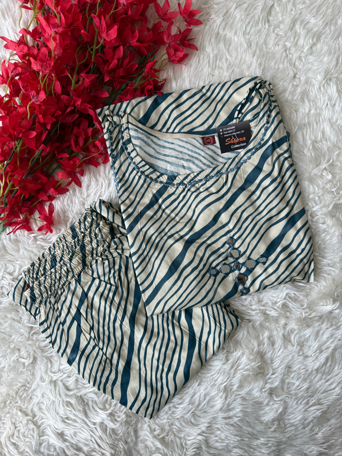Rayon Sleeveless Kurti Pant Set