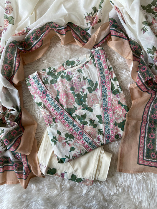Premium Cotton Kurti Pant Dupatta Set