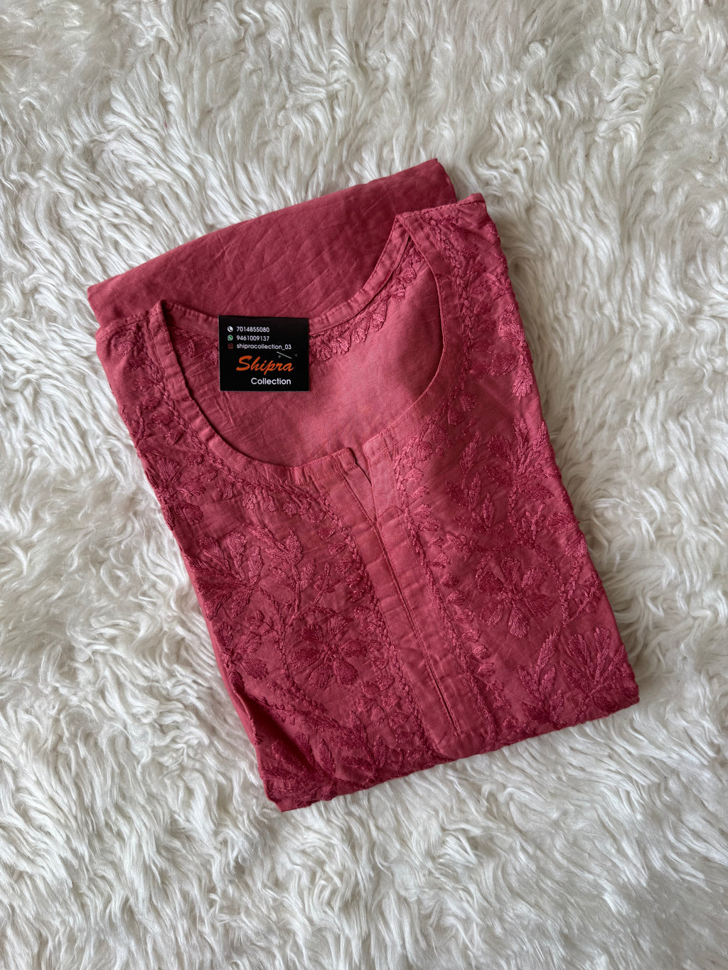 Chanderi Silk Chikankari Short kurti