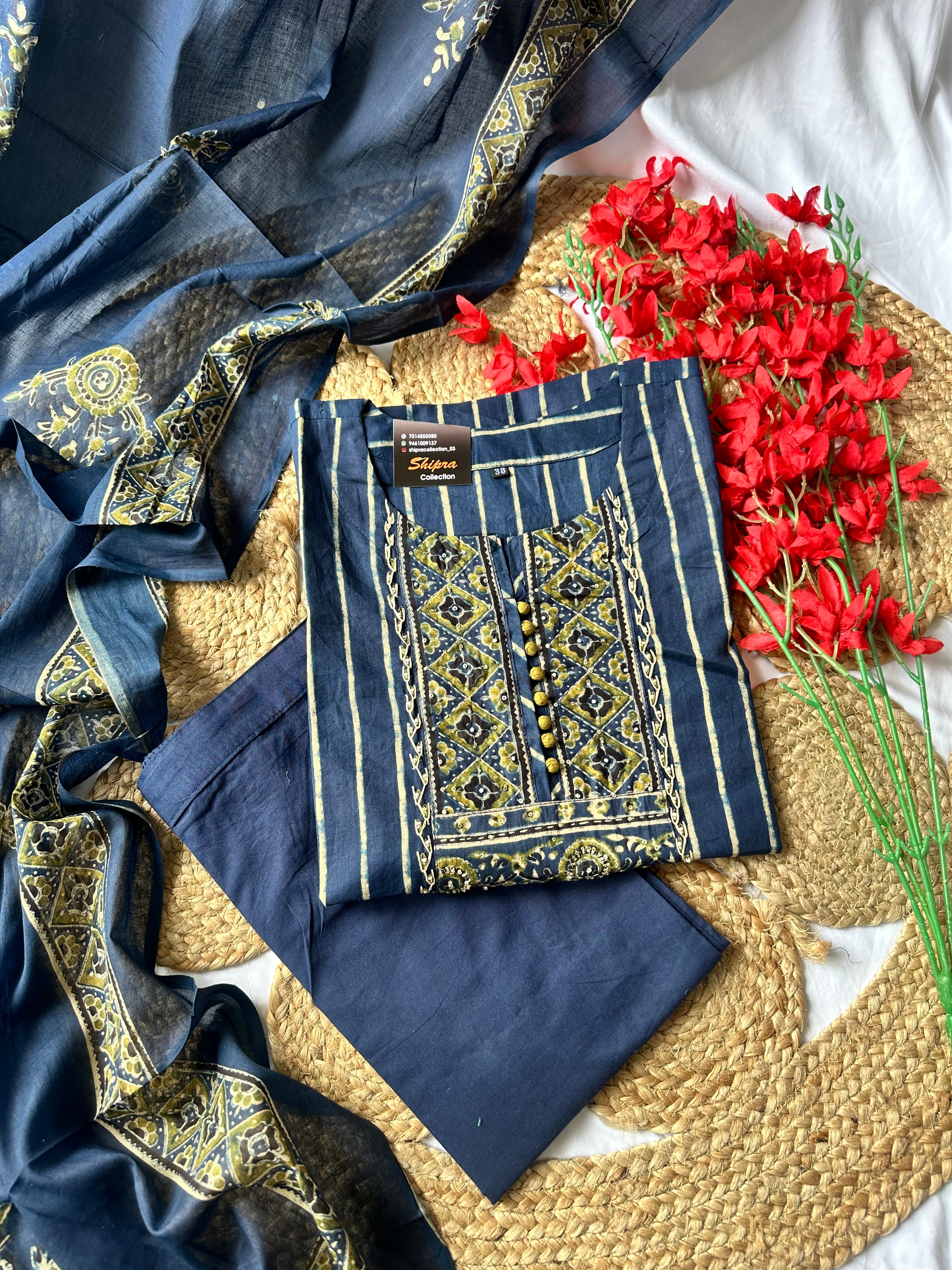 Premium Cotton Kurti Pant Dupatta Set