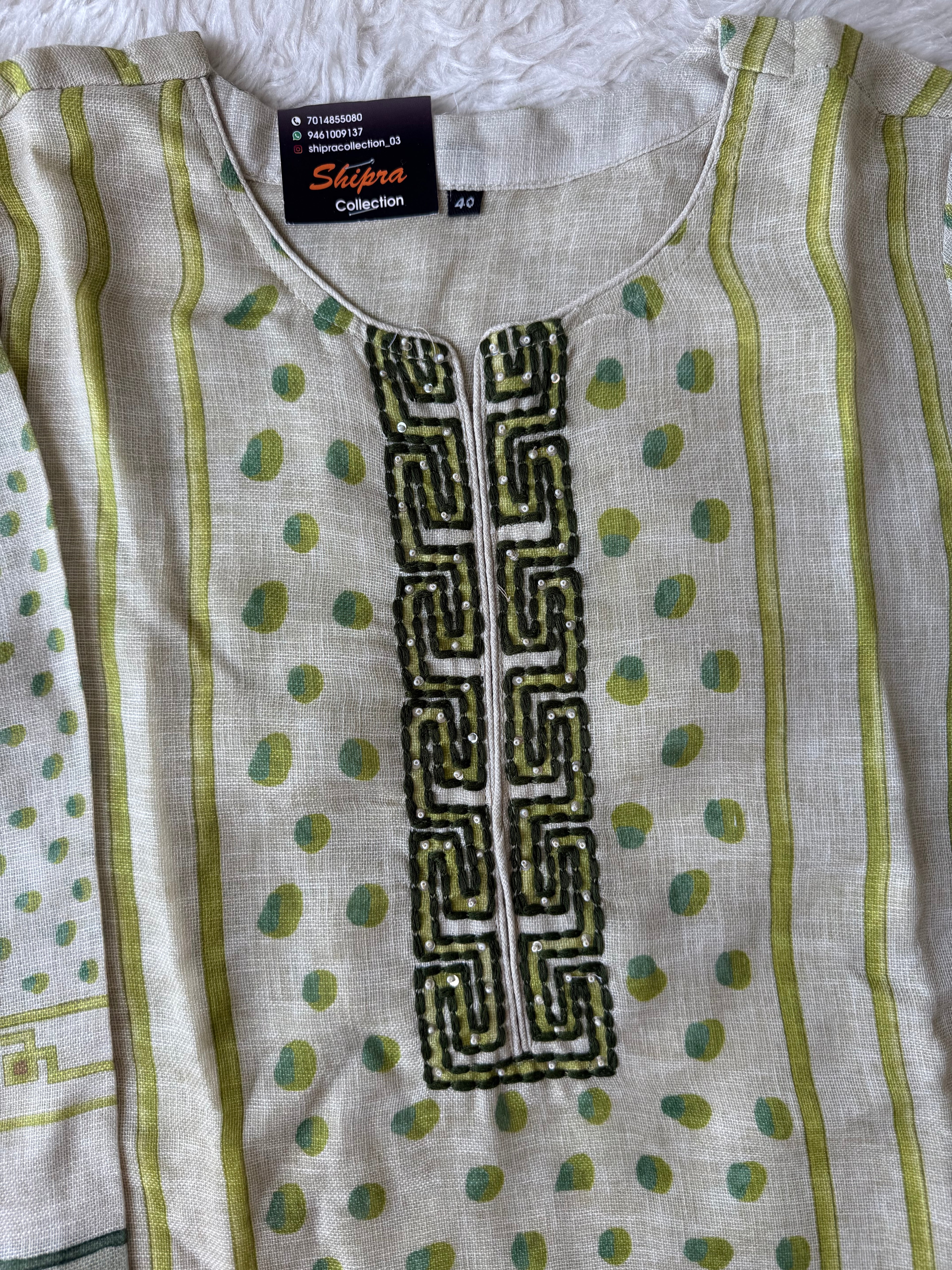 Linen Kurti Pant Dupatta Set