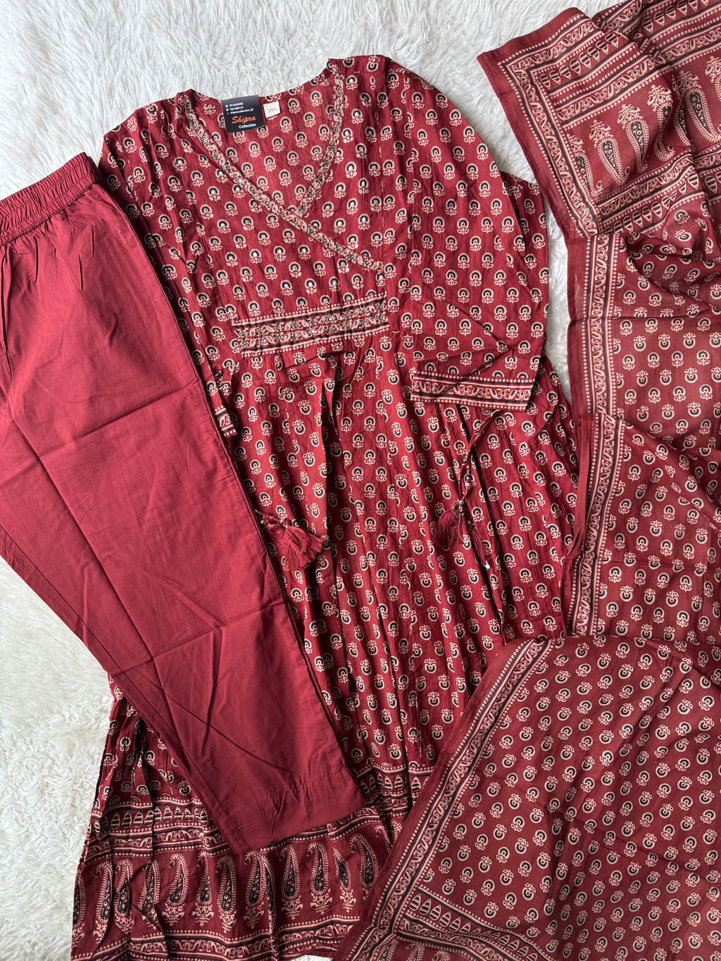 Premium Cotton FLARE Kurti Pant Dupatta Set
