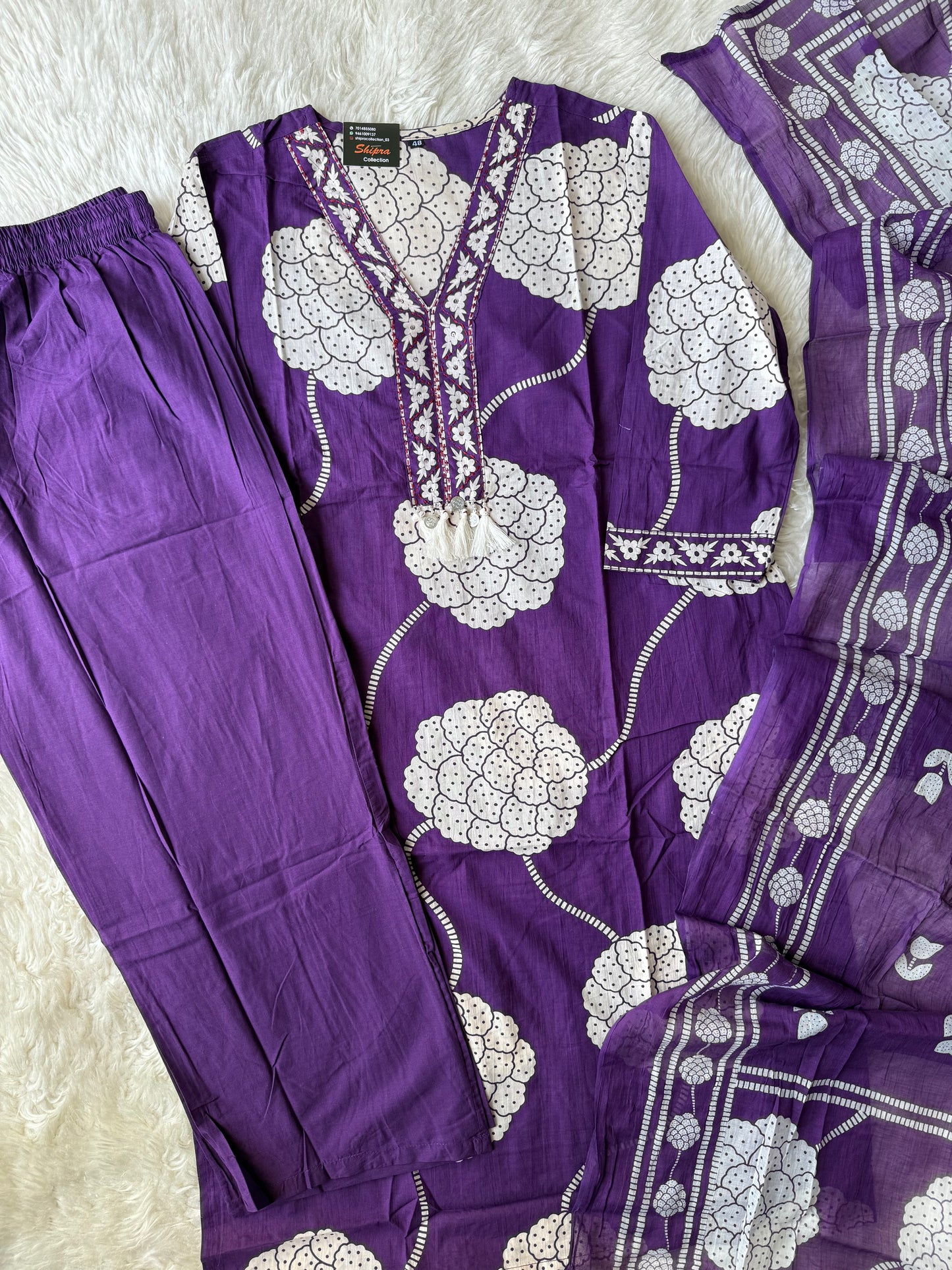 Pure Cotton Kurti Pant Dupatta Set