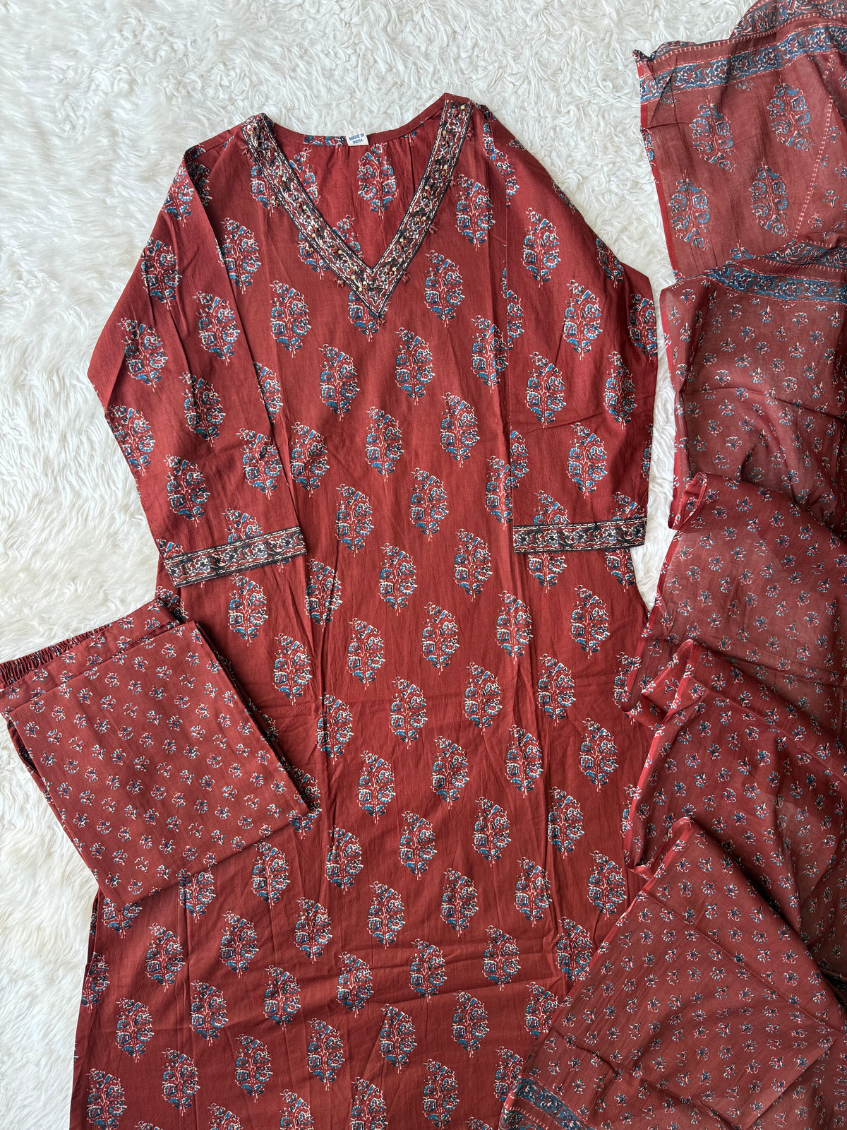 Premium Cotton Kurti Pant Dupatta Set
